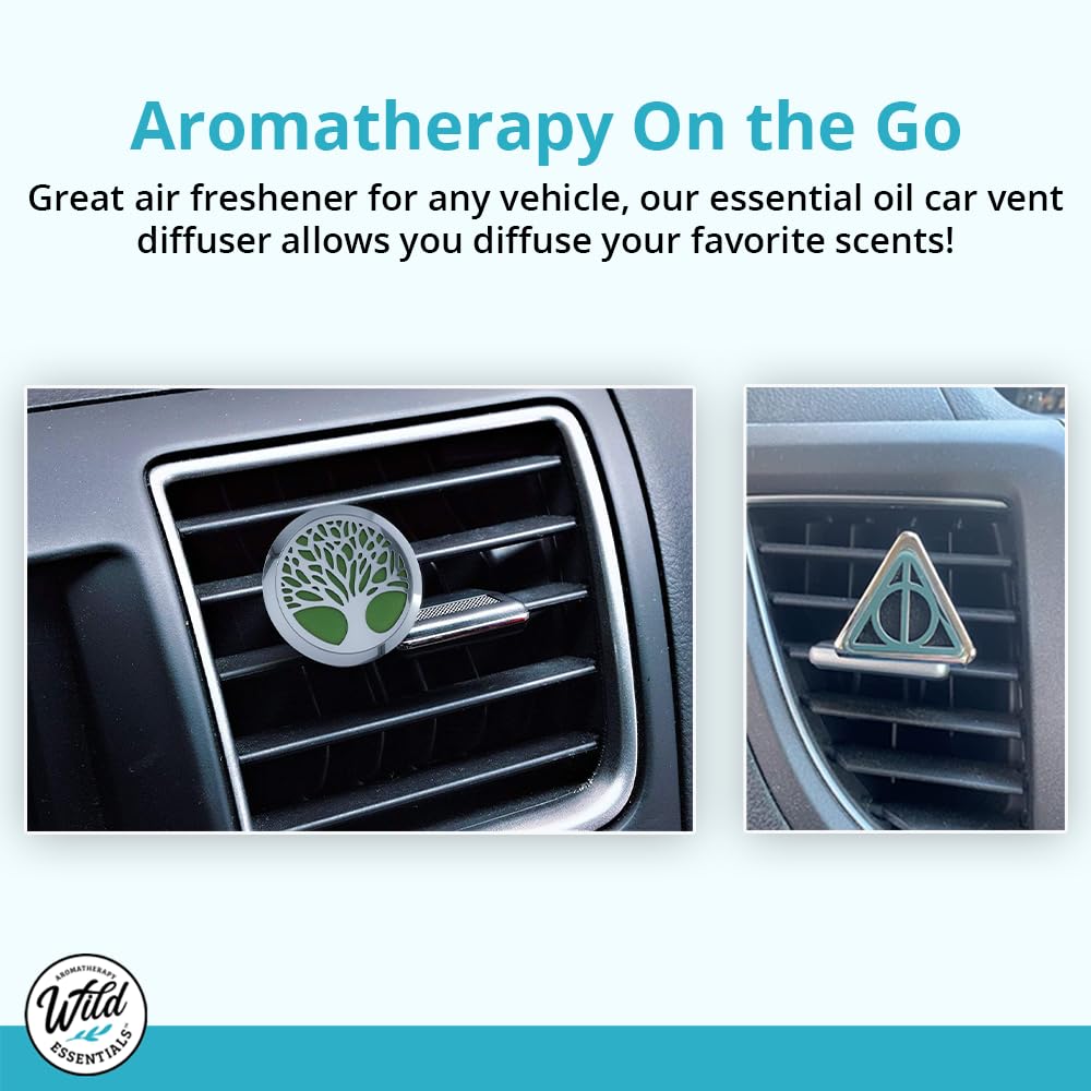 Wild Essentials Celtic Cross Essential Oil Car Vent Diffuser, Stainless Steel Locket Pendant With 12 Color Refill Pads, Customiz