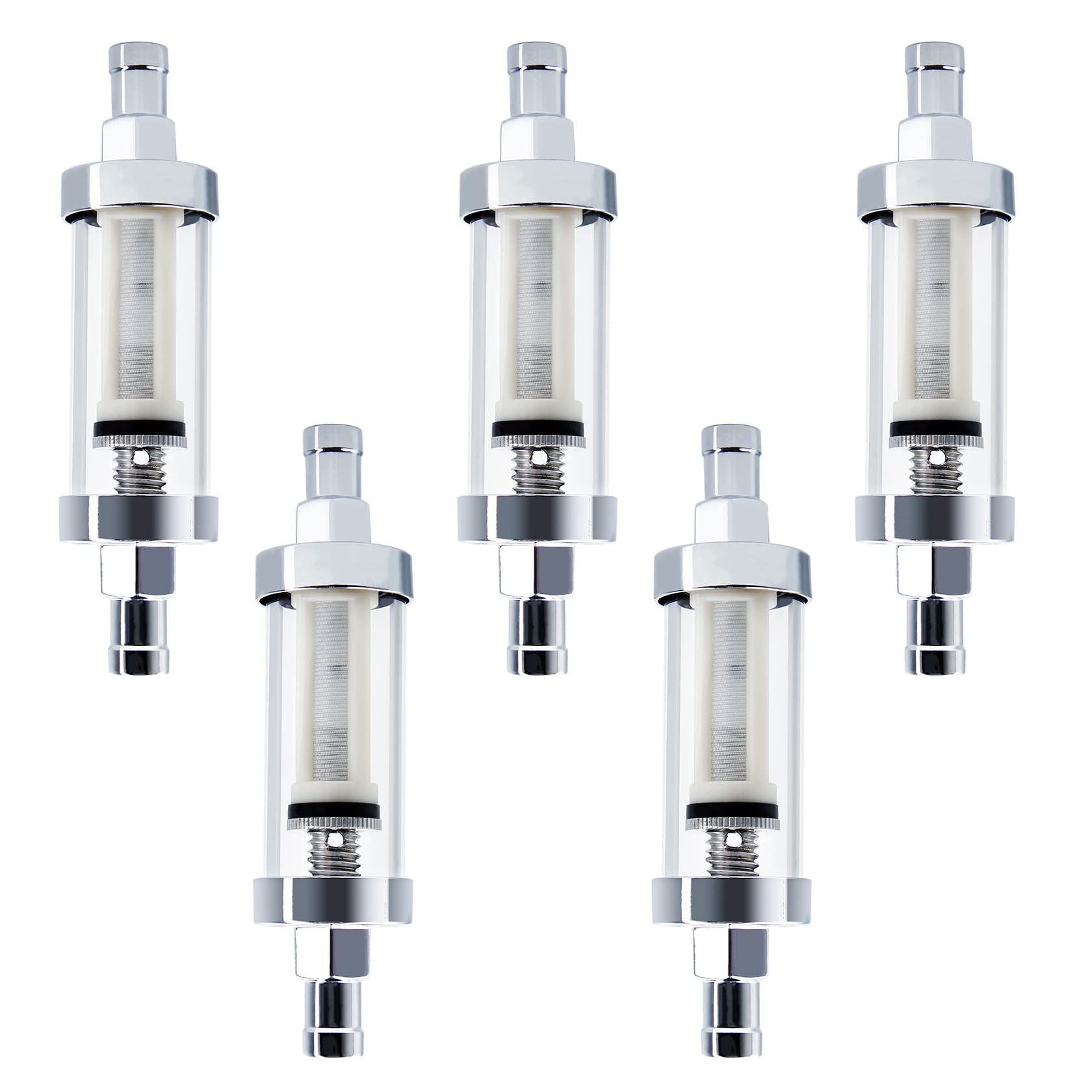 Carbole 9748 Universal 3/8'' Inlet/Outlet Fuel Pump Filter Clear View - Glass-5 Pcs