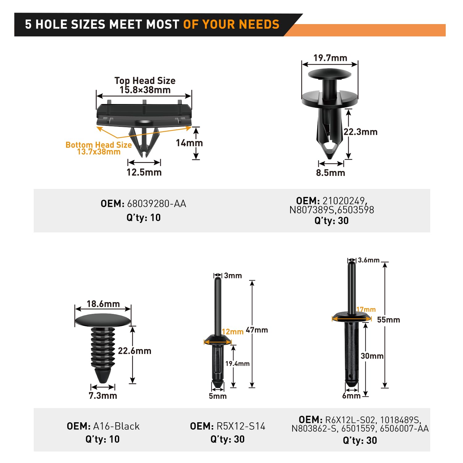 Gooacc 111Pcs Bumper Retainer Clips With Fastener Remover Plastic Rivets Grille Fender Flare Hardware Car Compatible With 2007-2