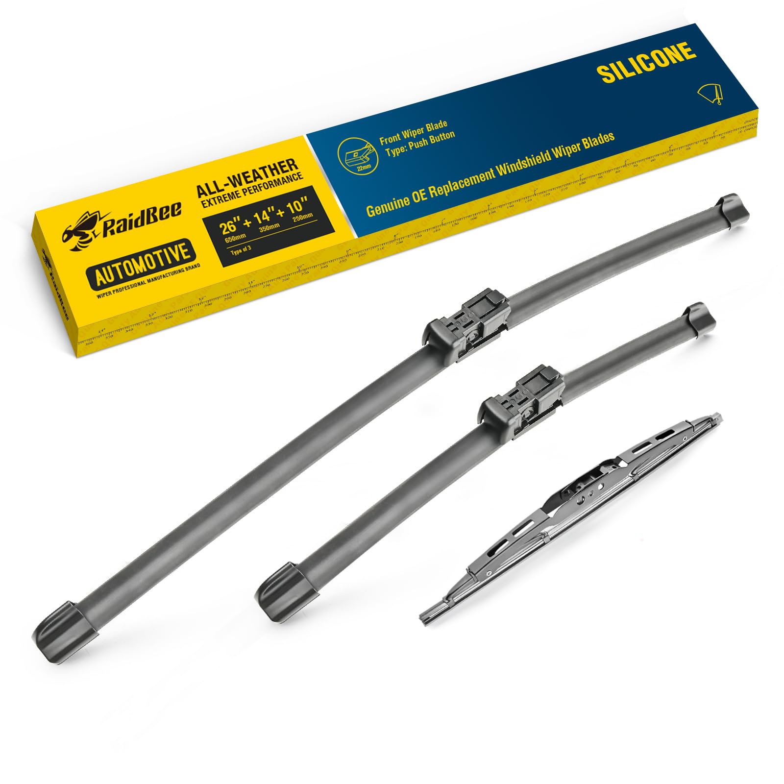 Raidbee Silicone Wiper Blade,3 Set Silicone Quiet Windshield Wiper Blades Automotive Replacement For 2015-2021 Chevrolet Chevy T