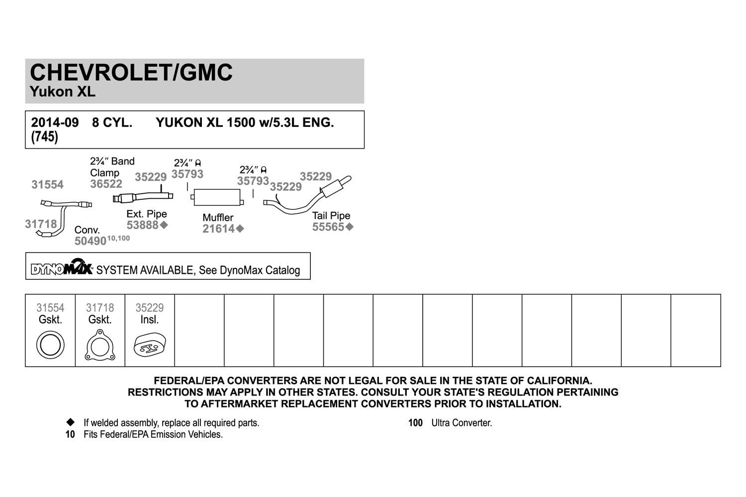 Walker 36522 Exhaust Clamp For Chevrolet Silverado 1500