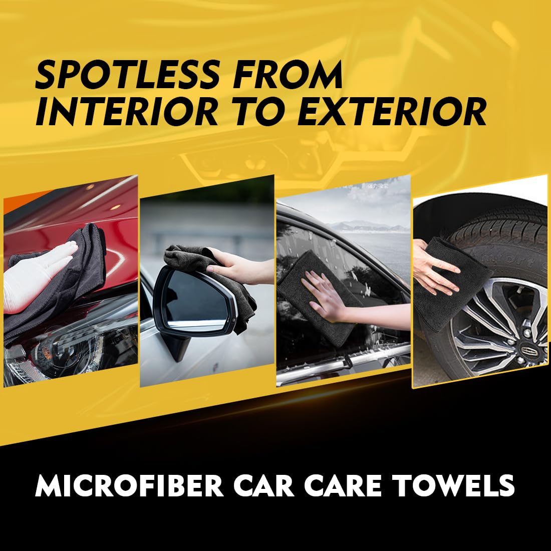 Homexcel Black Microfiber Cleaning Cloth 12 Pack, 12.5 X 12.5 Inch Microfiber Towels For Cars, Ultra Absorbent Car Washing Cloth