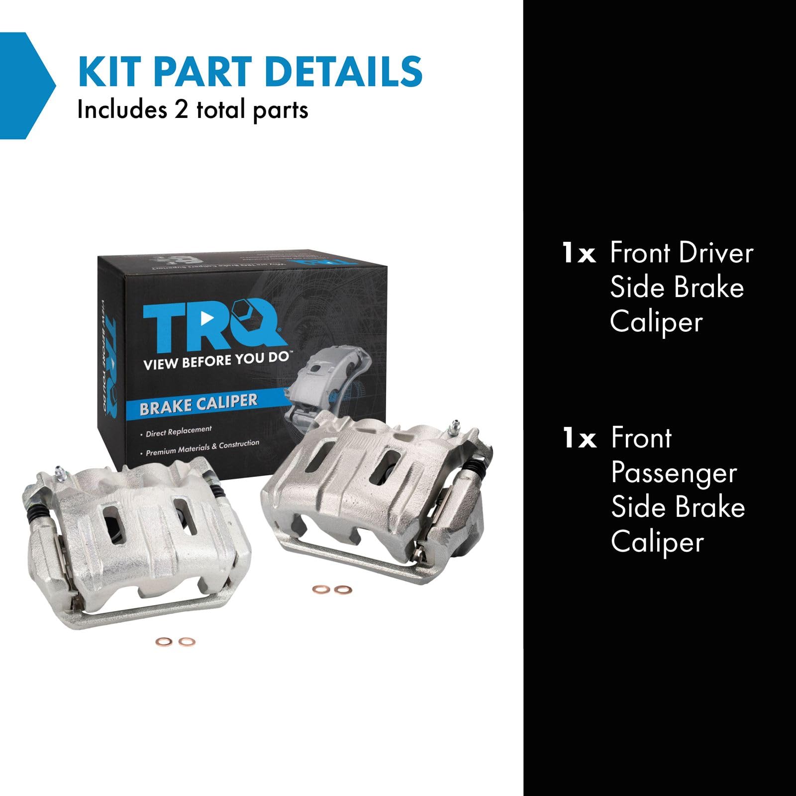 Trq Front Brake Caliper Set Driver & Passenger Side Compatible With 2011-2017 Honda Odyssey