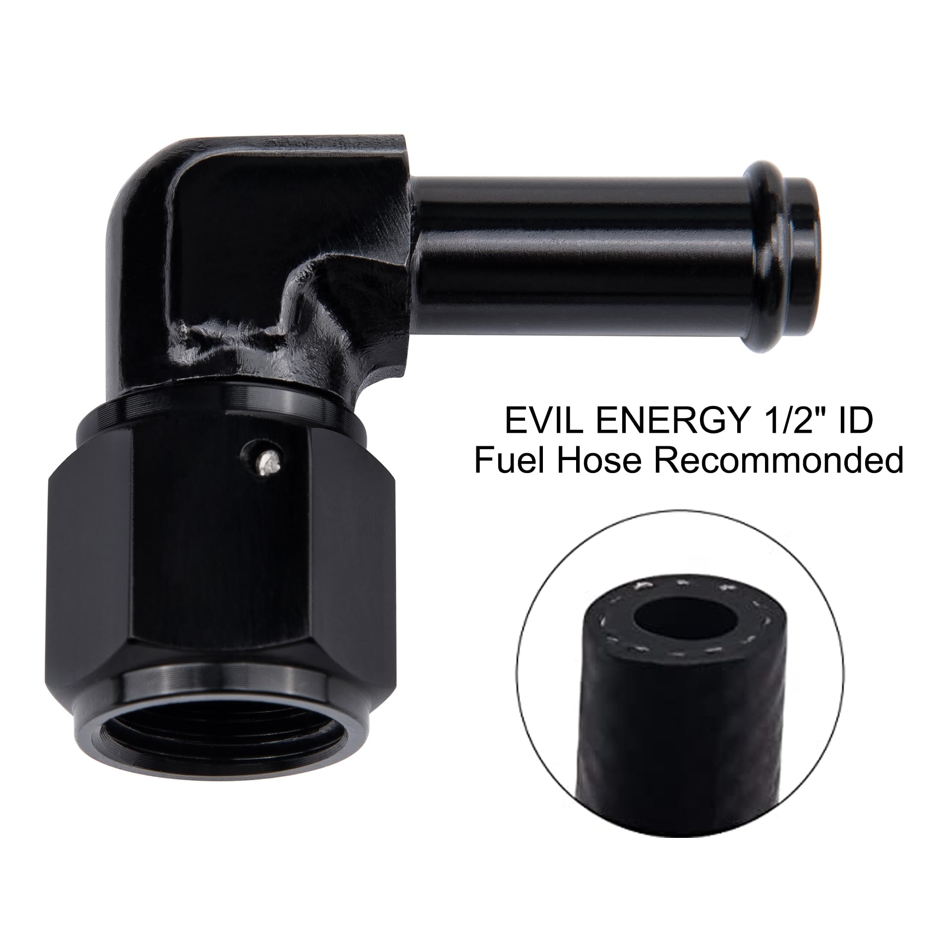 EVIL ENERGY 8AN Female to 1/2'' Barb Hose Fitting 90 Degree Swivel 2PCS