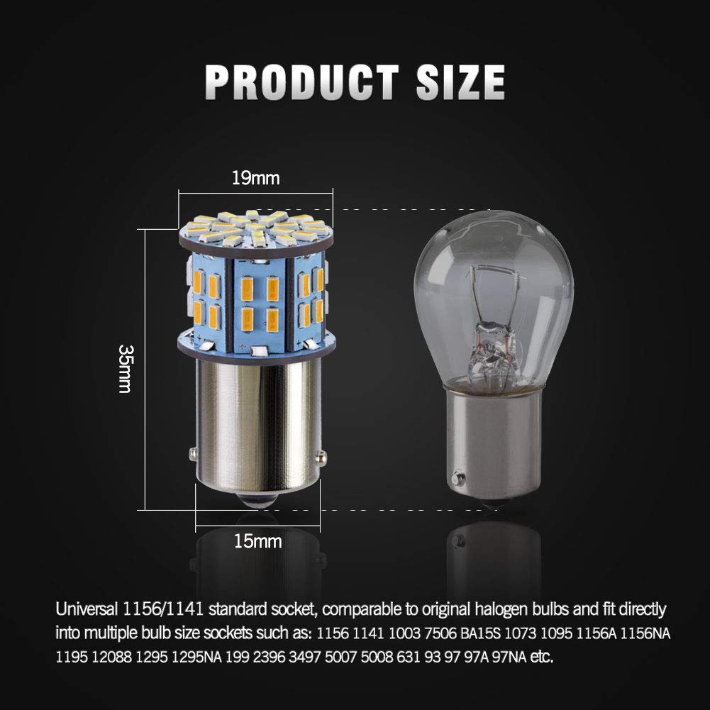 Antline 1156 1141 1003 7506 Ba15S Led Bulbs Warm White/Yellow 20-Packs, Super Bright 3014 50-Smd Led Replacement For 12 Volt Rv