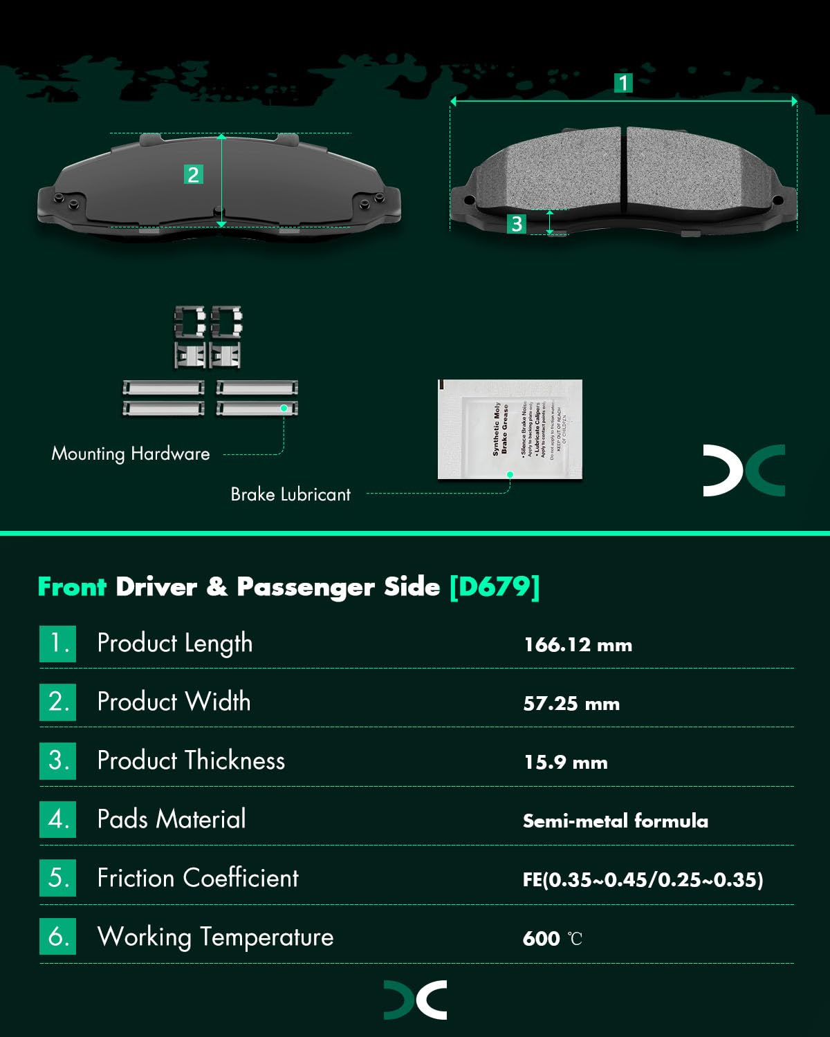 Scitoo D679 D879 Front Rear Brake Pads Sets Fit For Ford For F-150 1999-2003,For Lincoln Blackwood 2002