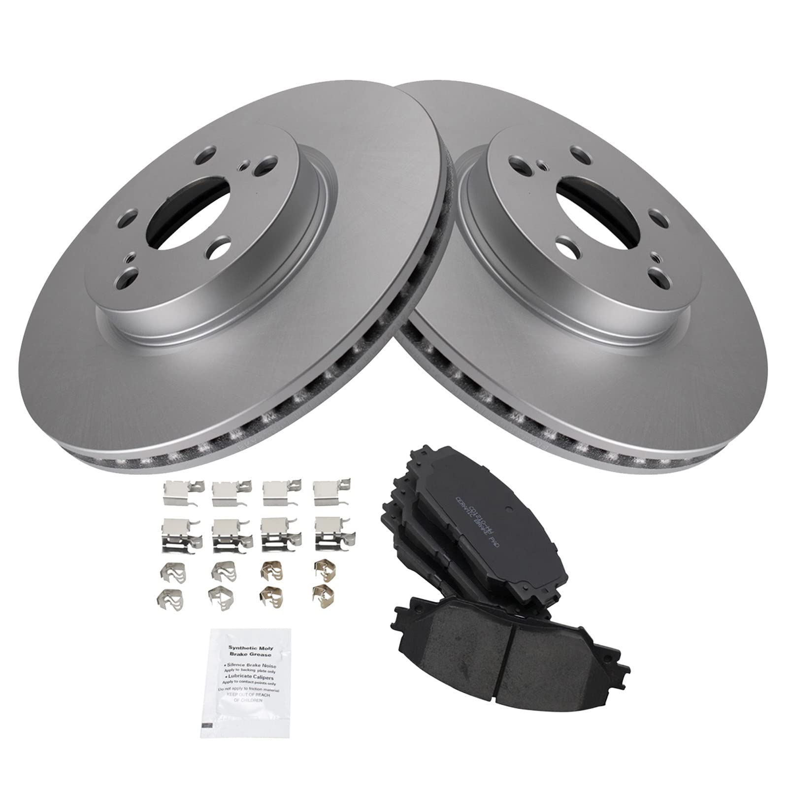 Trq Front Brake Pad & Rotor Kit Brake Pads Brake Rotor Ceramic Premium G-Coated Compatible With 2009-2010 Pontiac Vibe 2008-2014