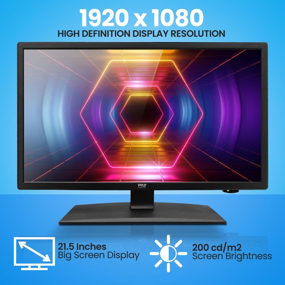 Pyle 21.5 Inch 1080p LED RV Television - Slim Flat Screen Monitor FHD Small TV w/HDMI, RCA, Multimedia Disk/DVD Combo, 12/24 Vol