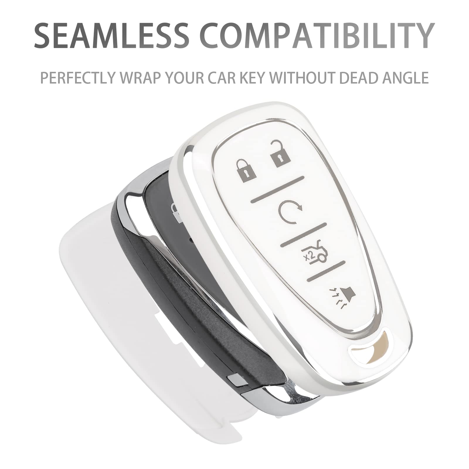 COGEEK Key Fob Cover with Bling Lanyard, Compatible with 2017 2018 2019 2020 2021 Malibu Camaro Trax Traverse Sonic Cruze Equino