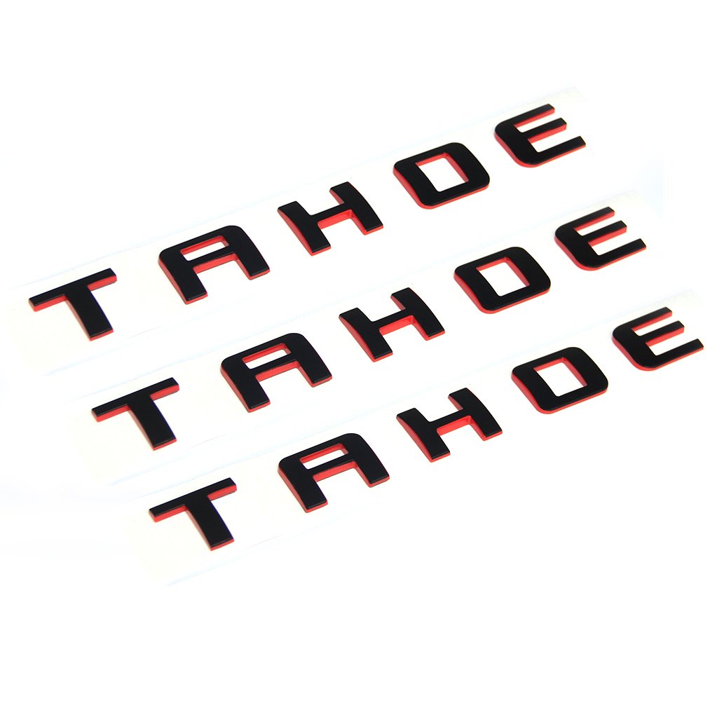 Yoaoo 3X OEM Tahoe Red Line Nameplate Emblem Badge Letter 3D Logo for Suburban Original Redline