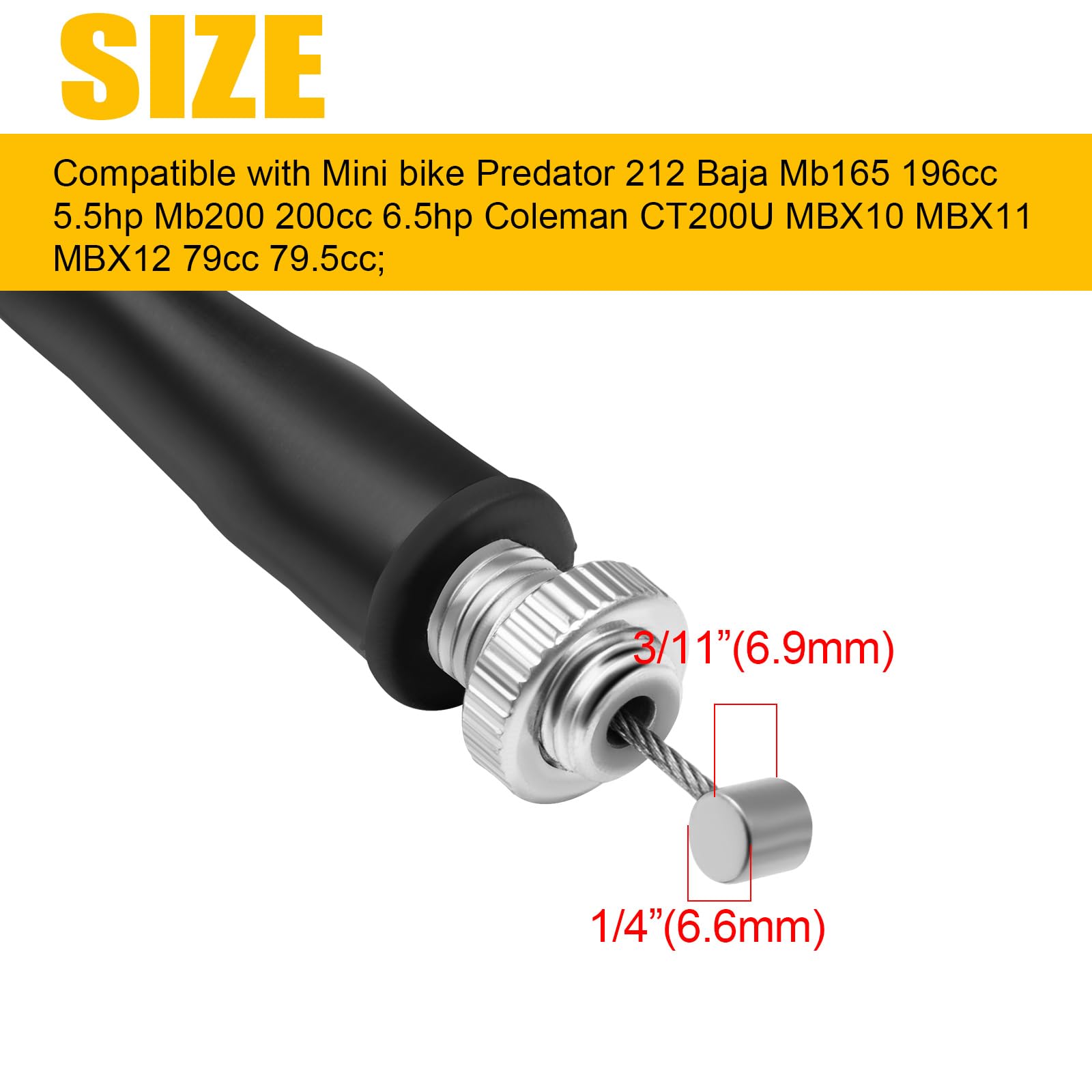 Sofo 50 Inch Mikuni Throttle Cable - For Predator 212 Go Kart Mini Bike 200Cc Baja Mb165 196Cc, Mb200 200Cc Motovox Mbx10 Mbx11 Gx200 Throttle Cable