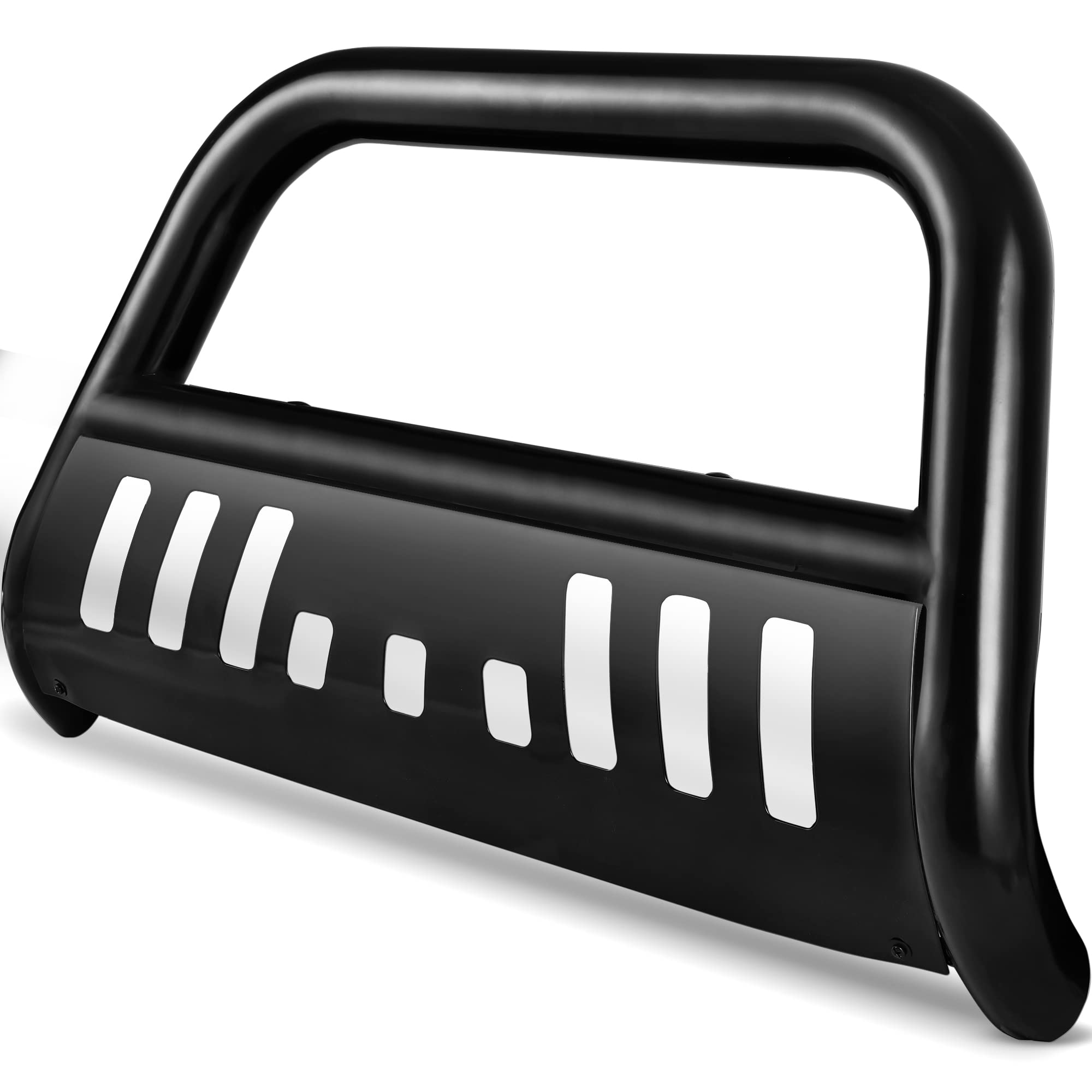 AUTOSAVER88 Bull Bar Compatible for 07-18 Chevy Silverado 1500/ GMC Sierra 1500/19 Chevy Silverado LD /07-20 Chevy Suburban/GMC Yukon 3' Grille Brush Push Guard w/Skid Plate Light Mounting Holes