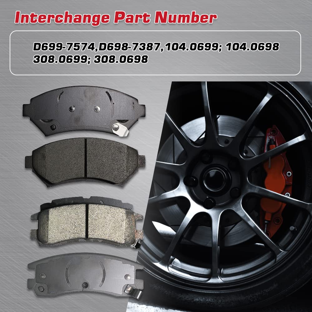 EXPPOWER Front Rear Ceramic Disc Brakes Pads Set Vehicle Replacement Part for Buick Century,Regal,for Chevy Impala,Monte Carlo,V