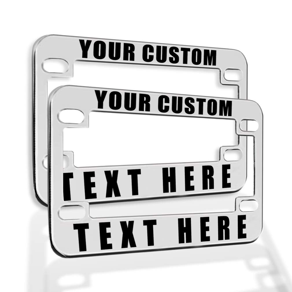Speedy Pros Metal Zinc Custom Bike License Plate Frame Custom Personalized Text Motorcycle Accessories License Plate Holder Chro
