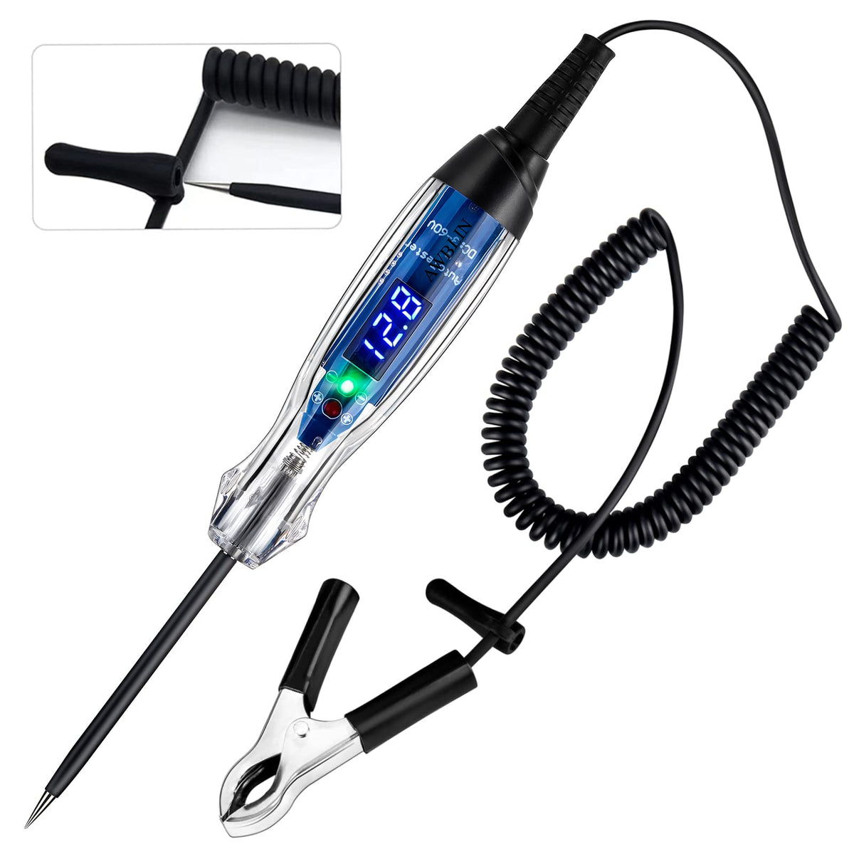 Awblin Automotive Test Light 3-60V Dc Digital Led Circuit Tester, Heavy Duty Light Tester With Voltmeter, Auto Bidirectional Vol
