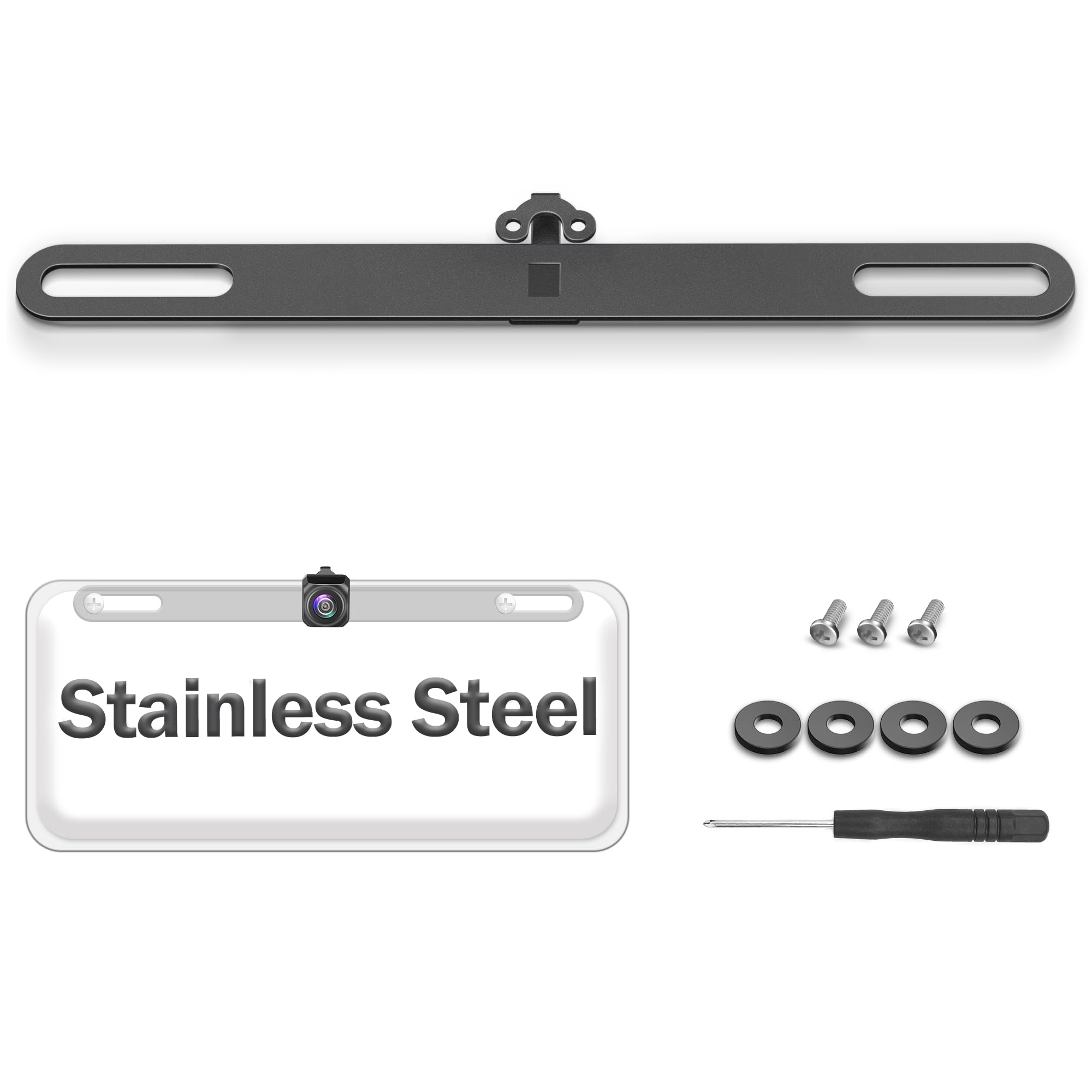 Naponal Stainless Steel Backup Camera License Plate Mount,Dash Cam Rear View Camera Bracket, Car Back Up Camera Mount, Mirror Ca