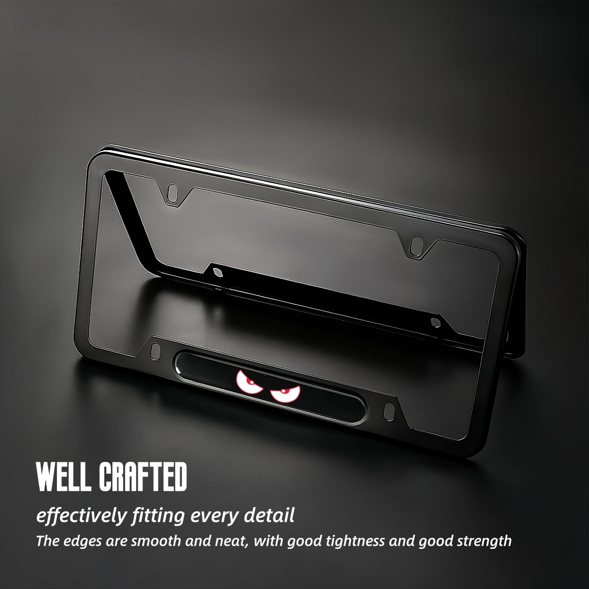 2 Pcs Black License Plate Frames License Plate Covers Eye Pattern Metal Aluminum Material Screw caps Cover Set