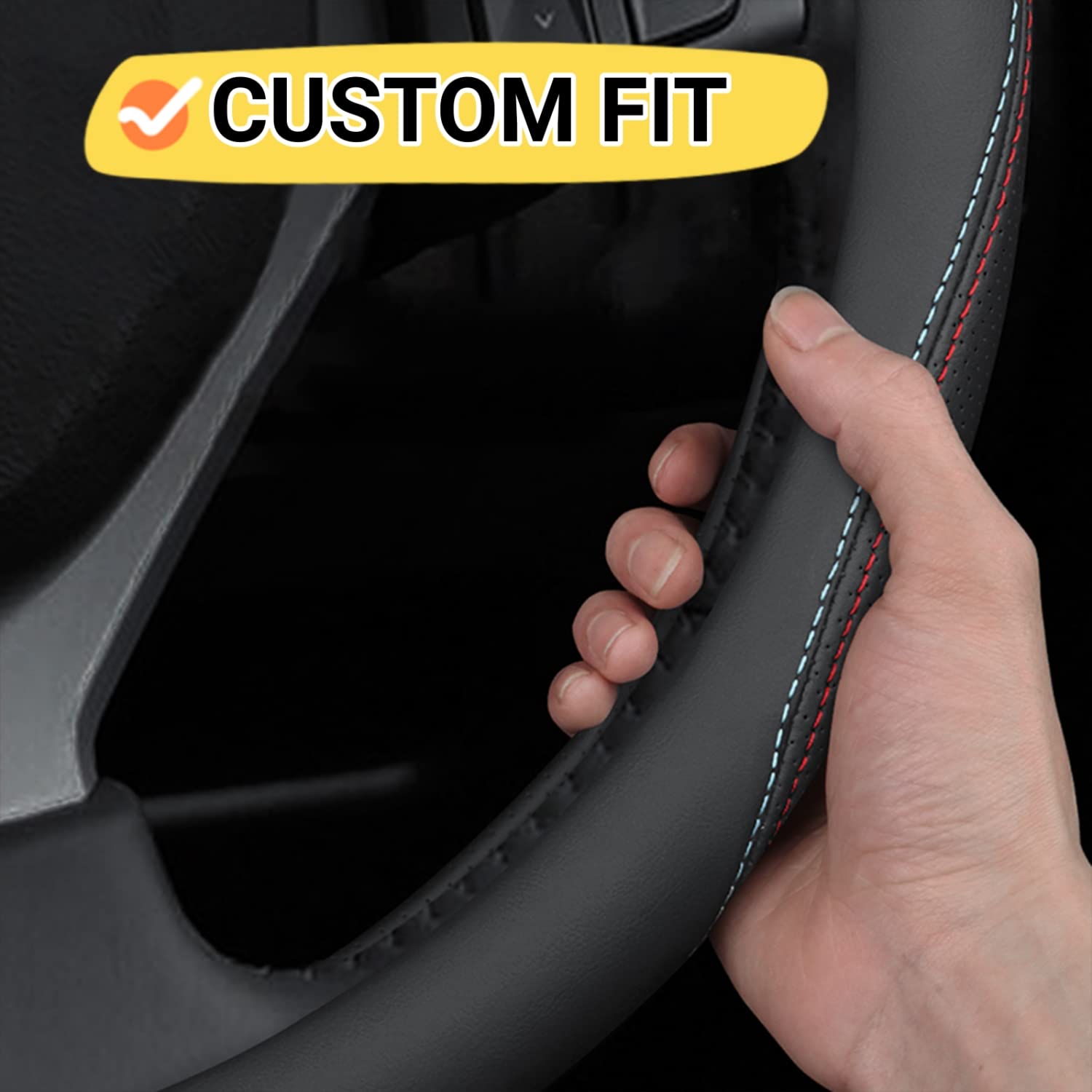 Bllxesd Steering Wheel Cover Compatible With Toyota Rav4 2001-2023, Breathable Premium Leather Car Steering Wheel Cover, Anti-Slip Design, A-Style