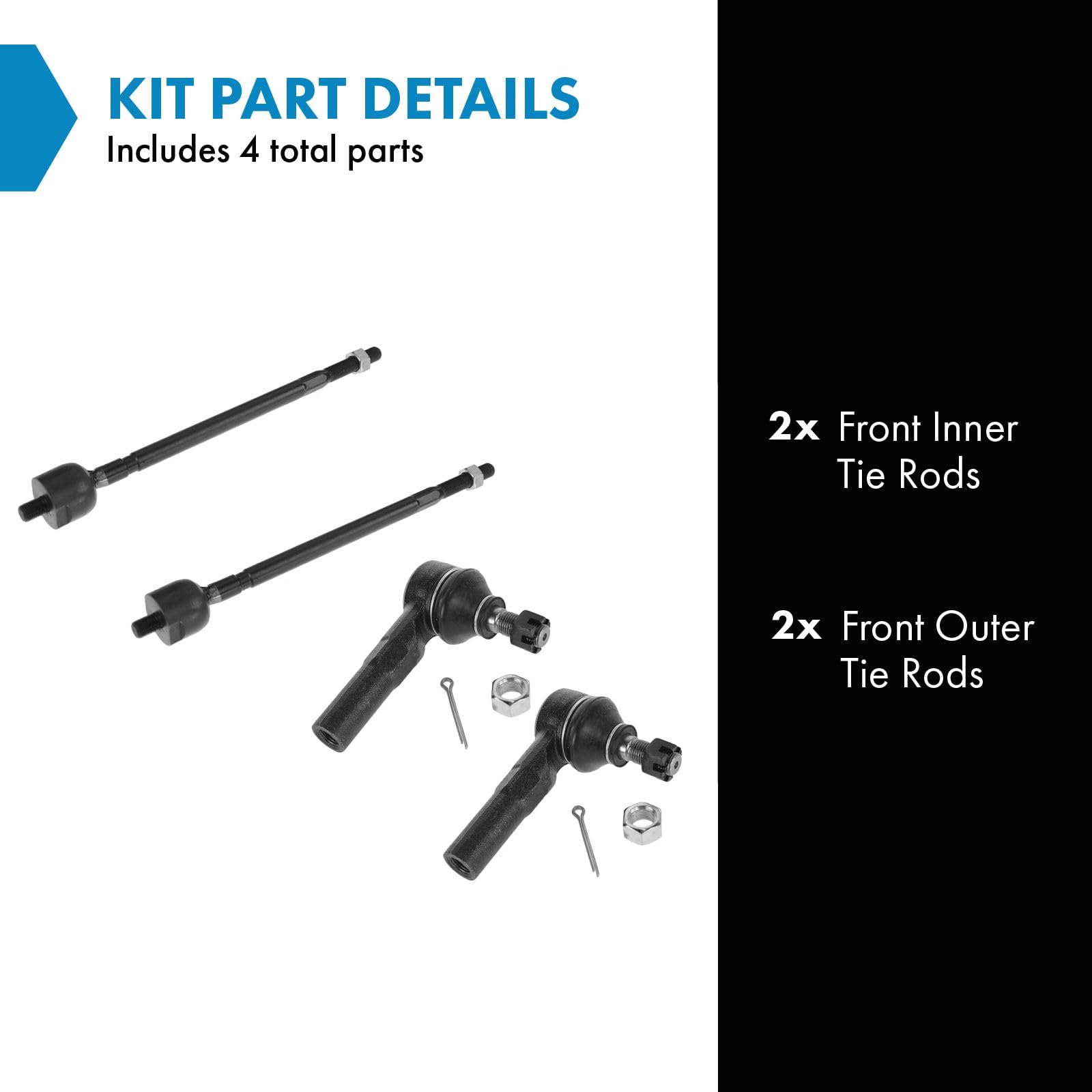 Trq Front Tie Rod Set Compatible With 1992-1998 Toyota Paseo 1991-1998 Tercel