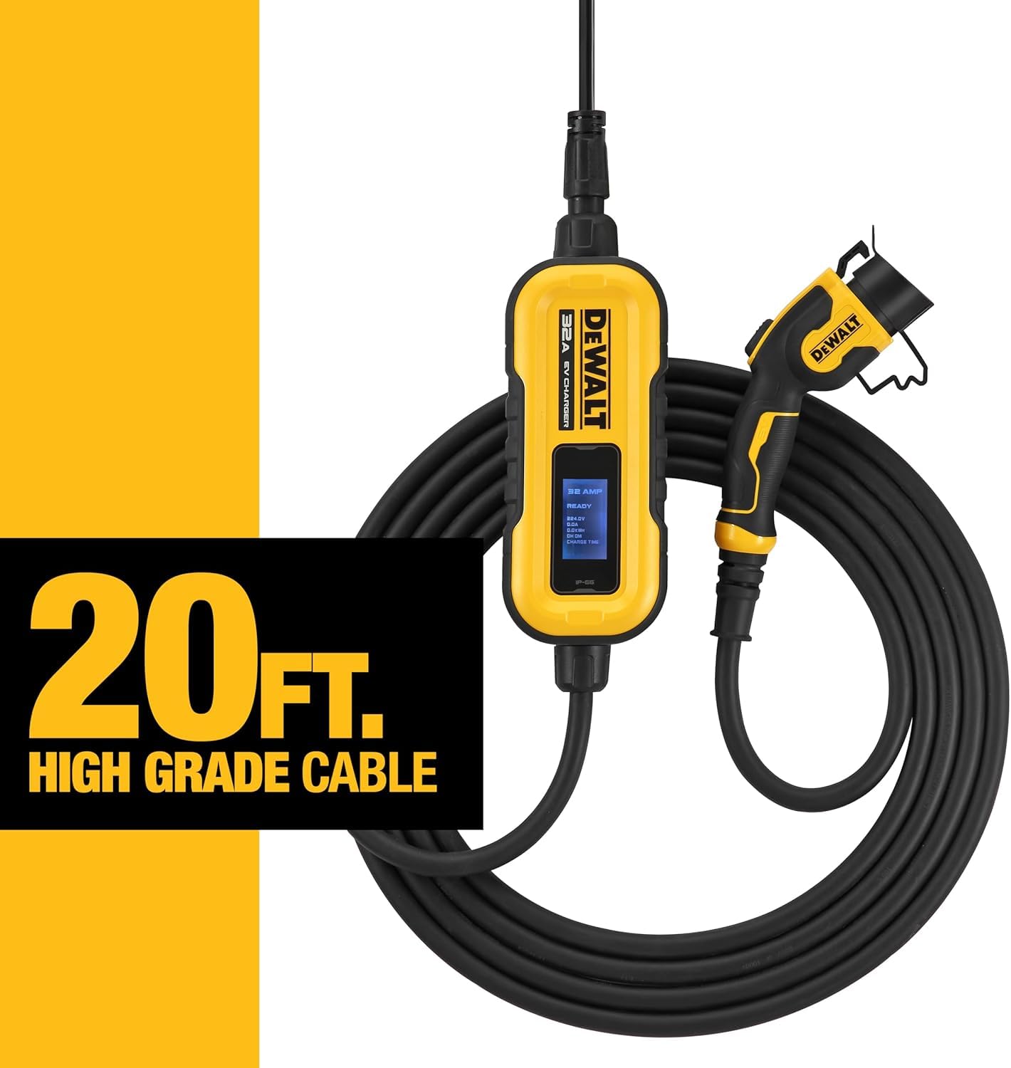 DEWALT Portable Electric Vehicle (EV) 120-240V Level 2 Charger up to 32 Amps, CSA Certified Indoor/Outdoor, NEMA 14-50 Plug Adap