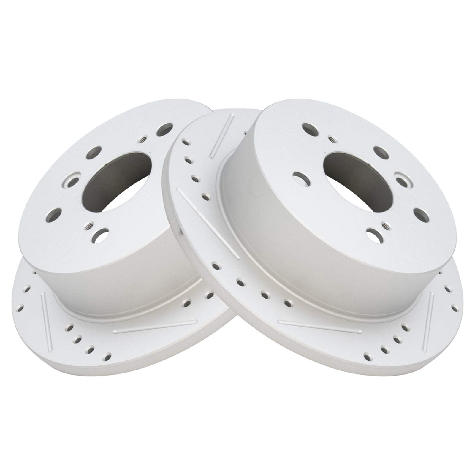 Trq Rear Performance Brake Rotors Set Premium G-Coated Cross Drilled & Slotted Compatible With 2002-2003 Lexus Es300 2004-2006 E