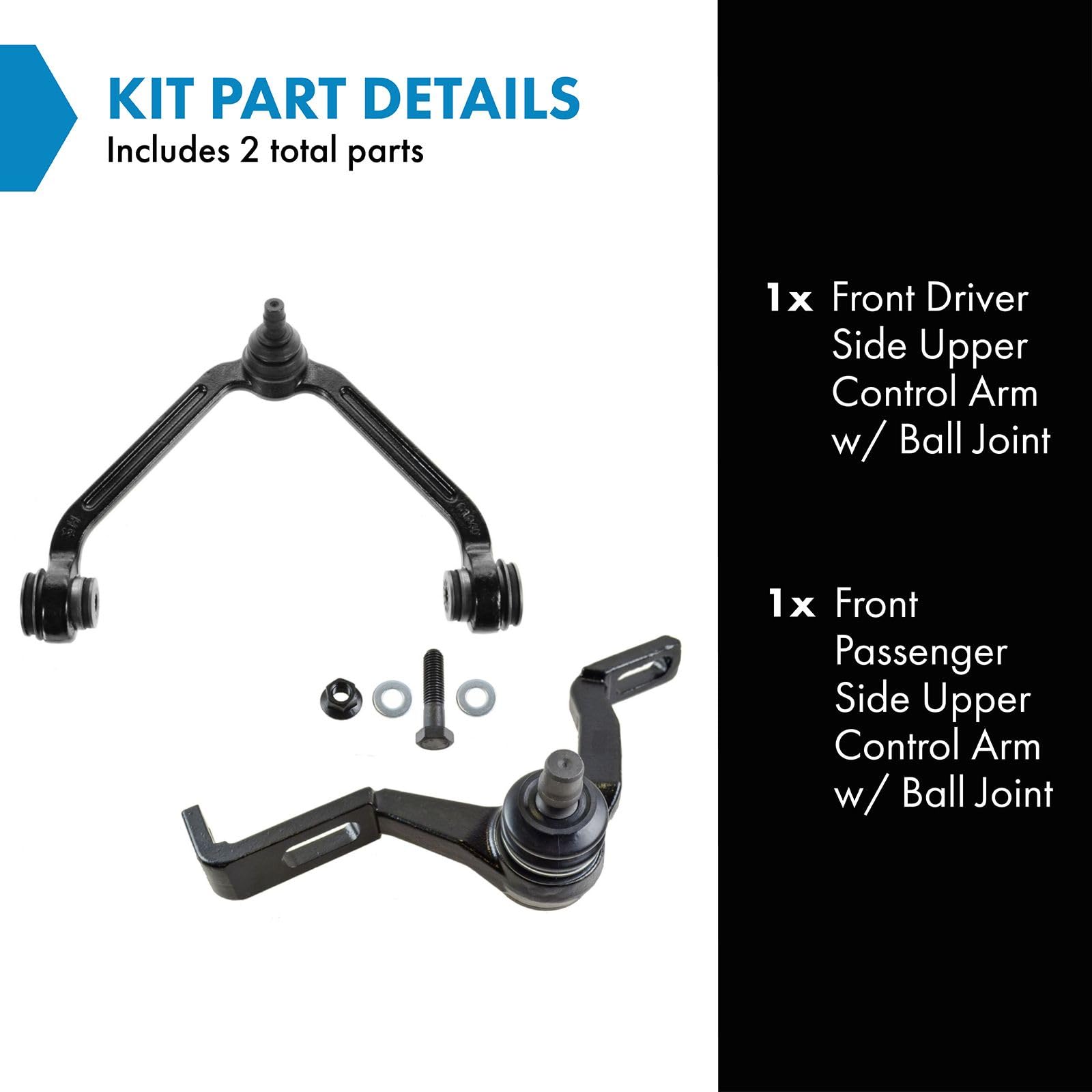 Trq Front Upper Control Arm With Ball Joint Set Compatible With 95-11 Ford 98-09 Mazda 97-01 Mercury