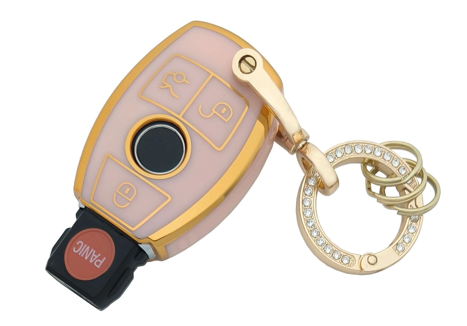 Chyoekey Key Fob Cover Case Shell Keychain For Mercerdes Benz Amg Glc Gla Cla Gls Gle Glk Cls C 300 G E S Ml Class Pink (For Ben