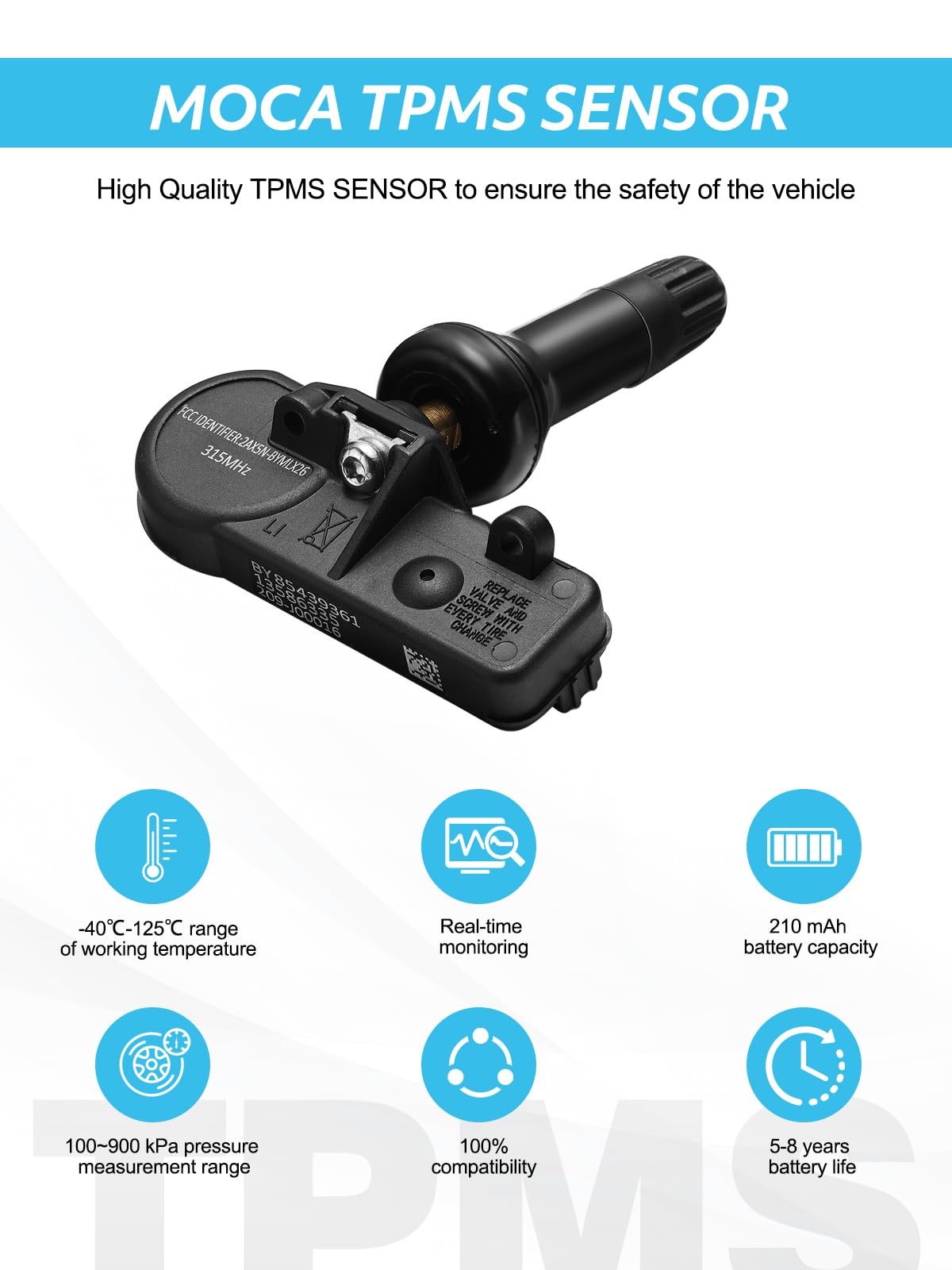 TAUTOY TPMS Sensor,GM 315Mhz Tire Pressure Monitoring Sensor Compatible for Chevy Silverado Equinox GMC Cadillac Buick Pontiac S