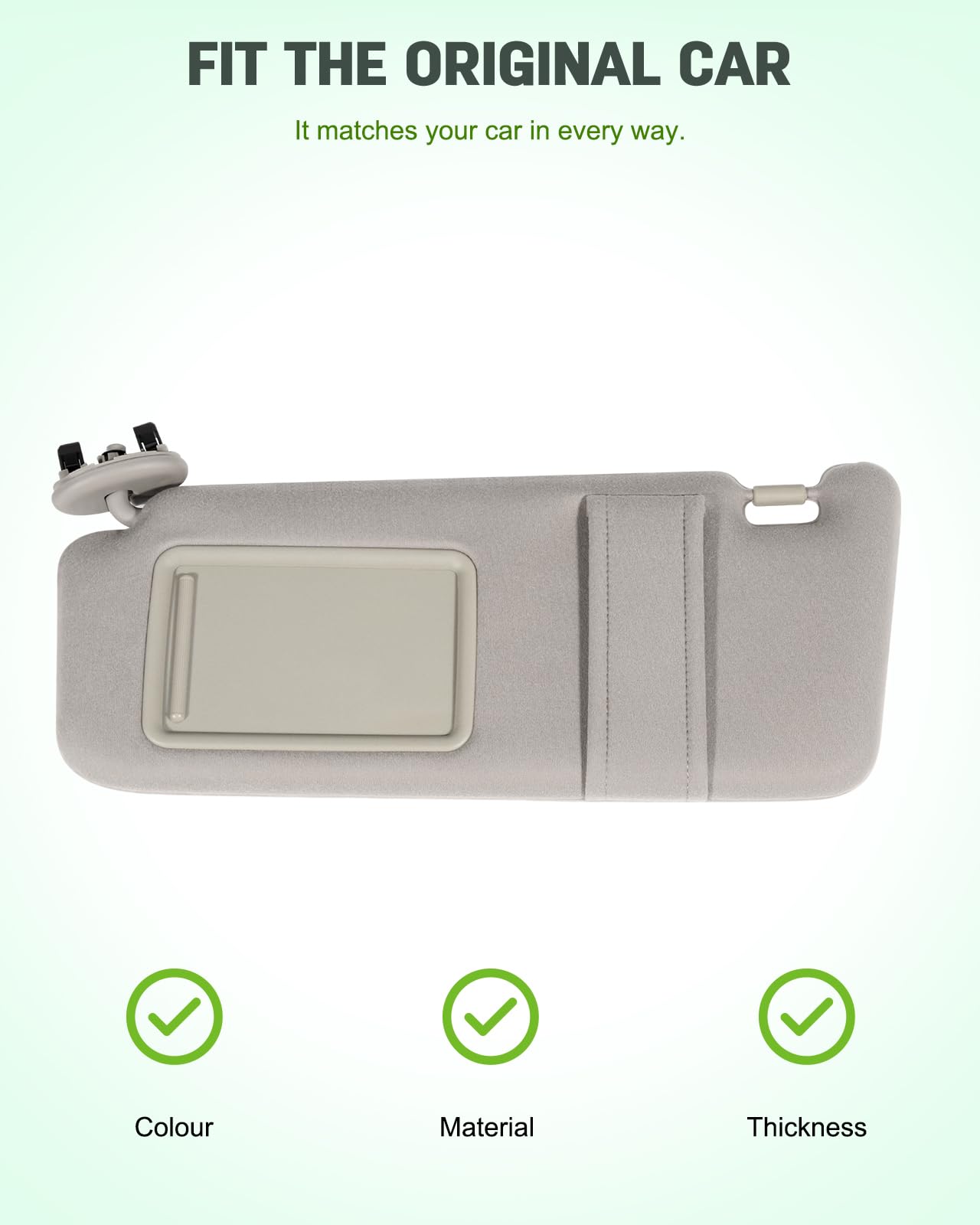 Scitoo Beige Left Driver Side Interior Sun Visor Fit For Toyota Camry 2006-2011 Without Sunroof (Oe:74320-06780-E0,04002-30506-B