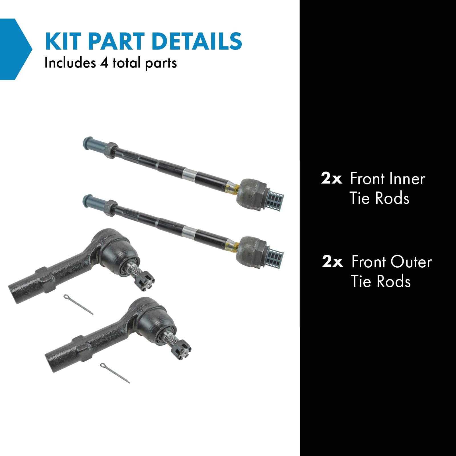 Trq Front Tie Rod Set Compatible With 2008-2017 Buick Enclave 2009-2017 Chevrolet Traverse 2007-2016 Gmc Acadia 2017 Acadia Limi