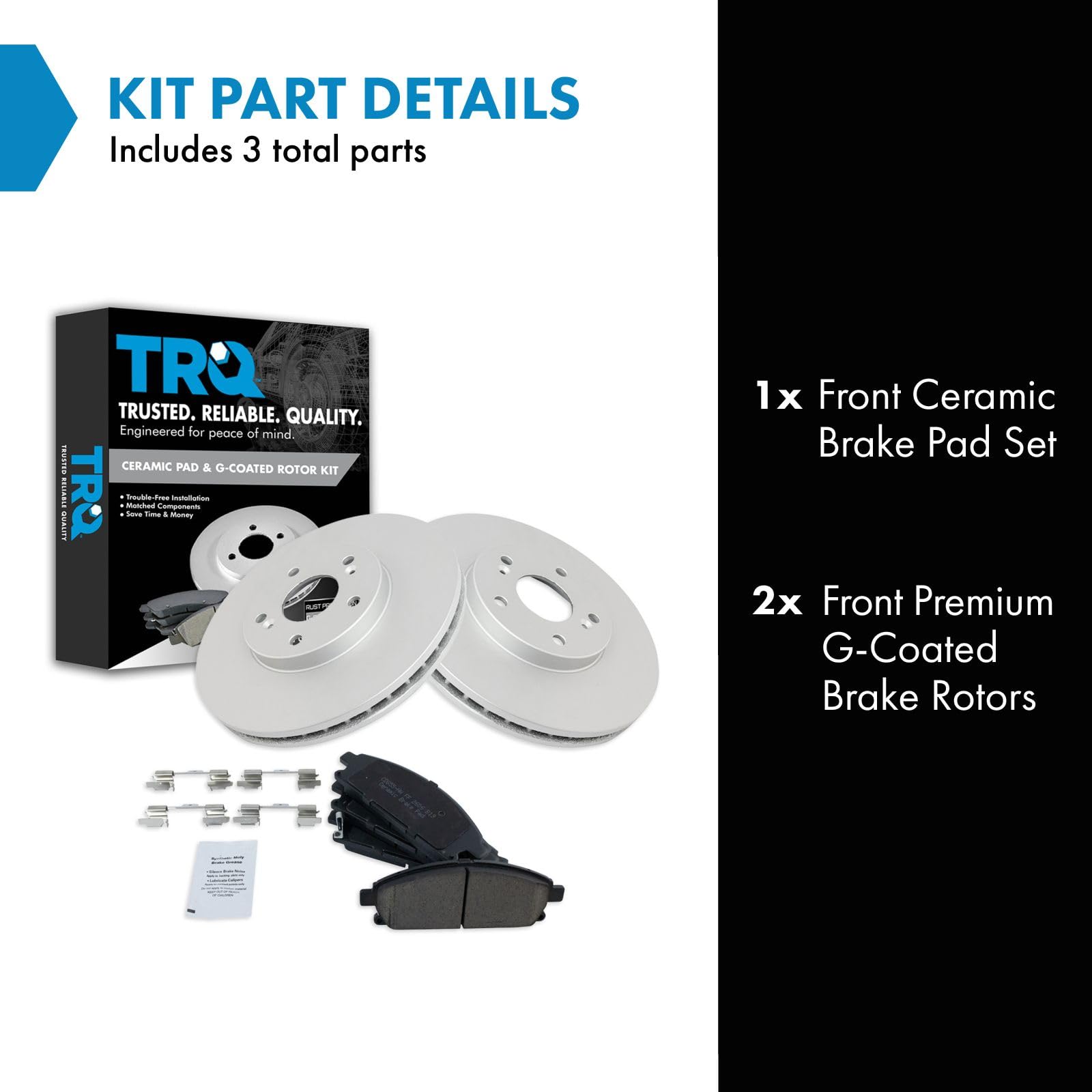 Trq Front Brake Pad & Rotor Kit Brake Pads Brake Rotor Ceramic Premium G-Coated Compatible With 2003-2006 Acura Mdx