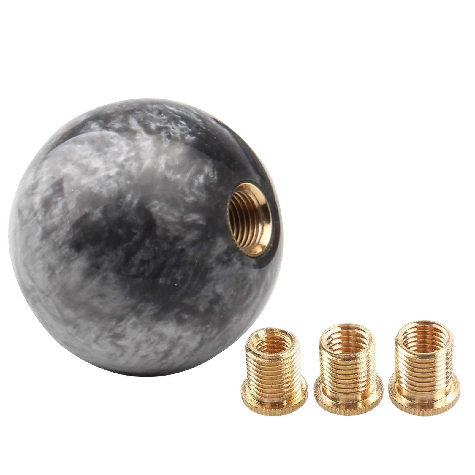 Yiuiy Round Ball Shift Knob Universal Marble Style Gear Shift Knob 5 6 Speed For Manual Automatic Vehicles With Adapters (Gray)