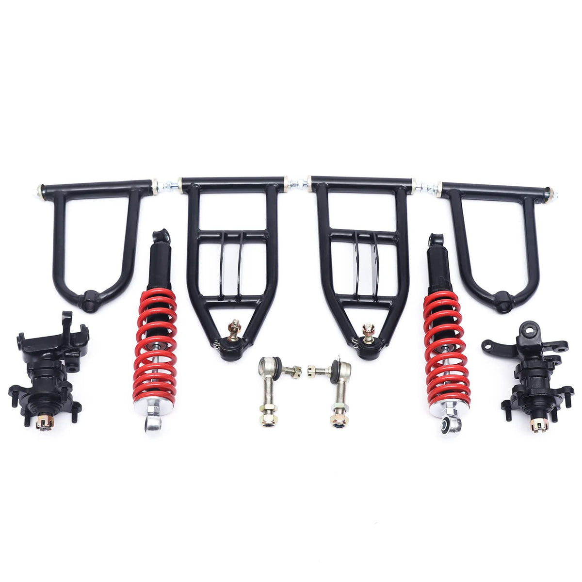 Chunille Suspension Swing Arm Assembly Metal Suspension Swing Arm Upper/Lower Steering Knuckle Spindle Suspension+Shock For Atv Go Kart (340Mm)