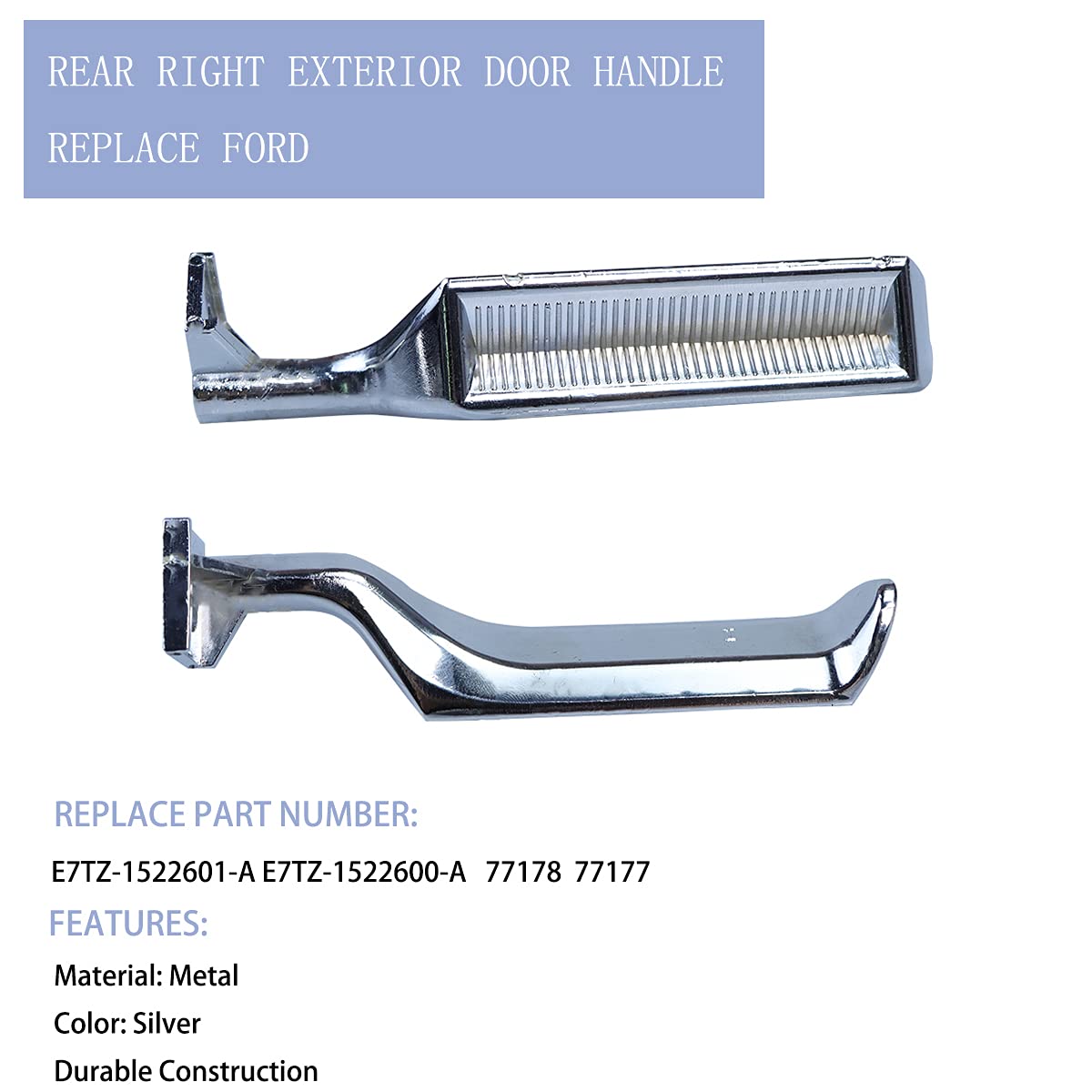 Ymhhefy Silver Interior Metal Door Handle Front Left Driver Passenger Side Compatible With 1987-1996 Ford Bronco F150 F250 F350 F53 F59 F800 Replaces E7Tz-1522601-A E7Tz-1522600-A 77177 77178 2Pcs
