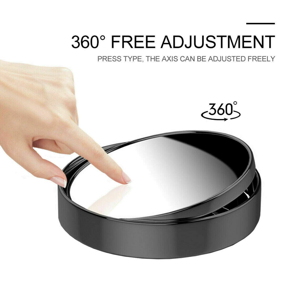 2 pcs Blind Spot Mirrors, 2'' Round HD Glass Convex 360 Wide Angle Side Rear View Mirror with ABS Housing for Cars SUV and Truck