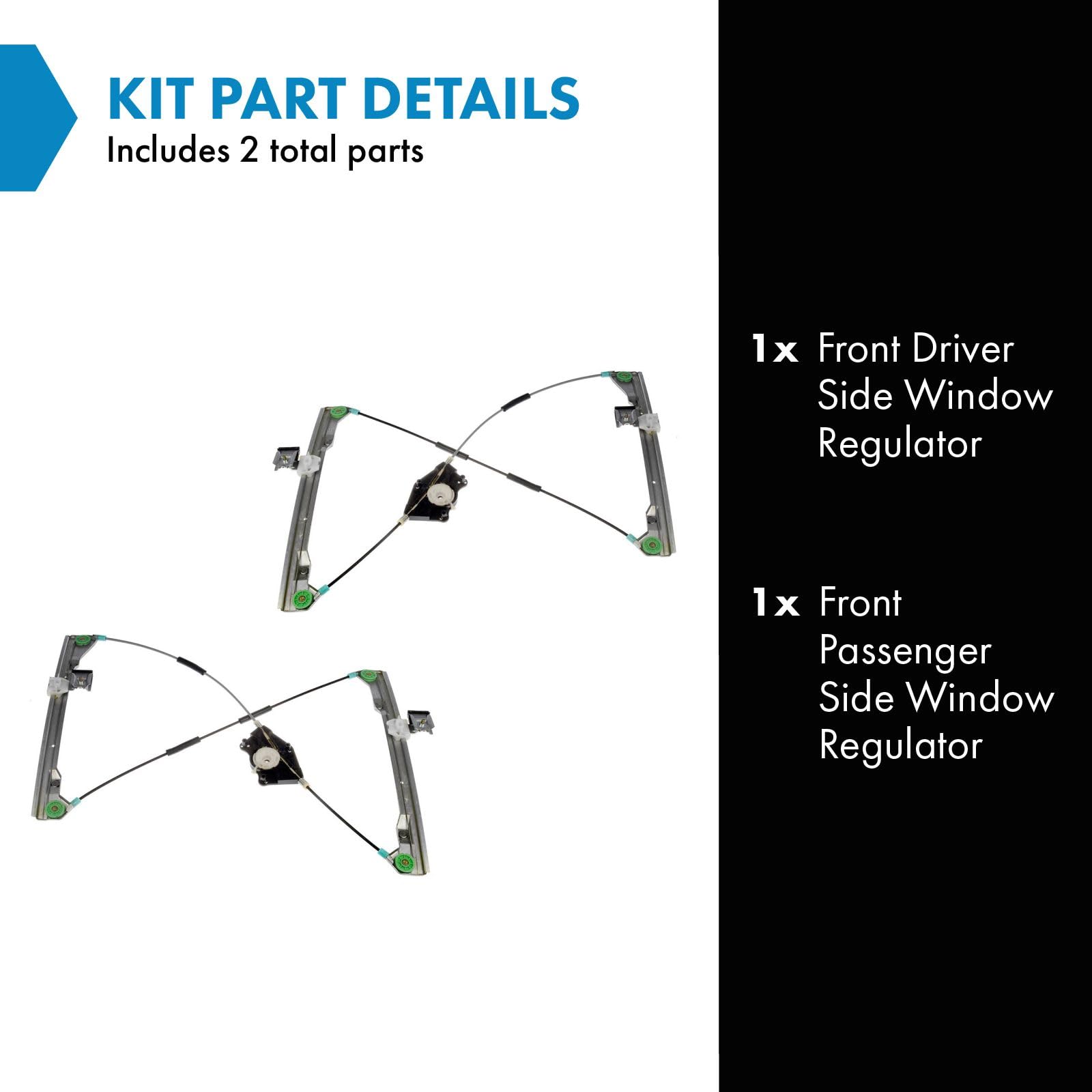 Trq Front Power Window Regulator Set Compatible With 1998-2010 Volkswagen Beetle