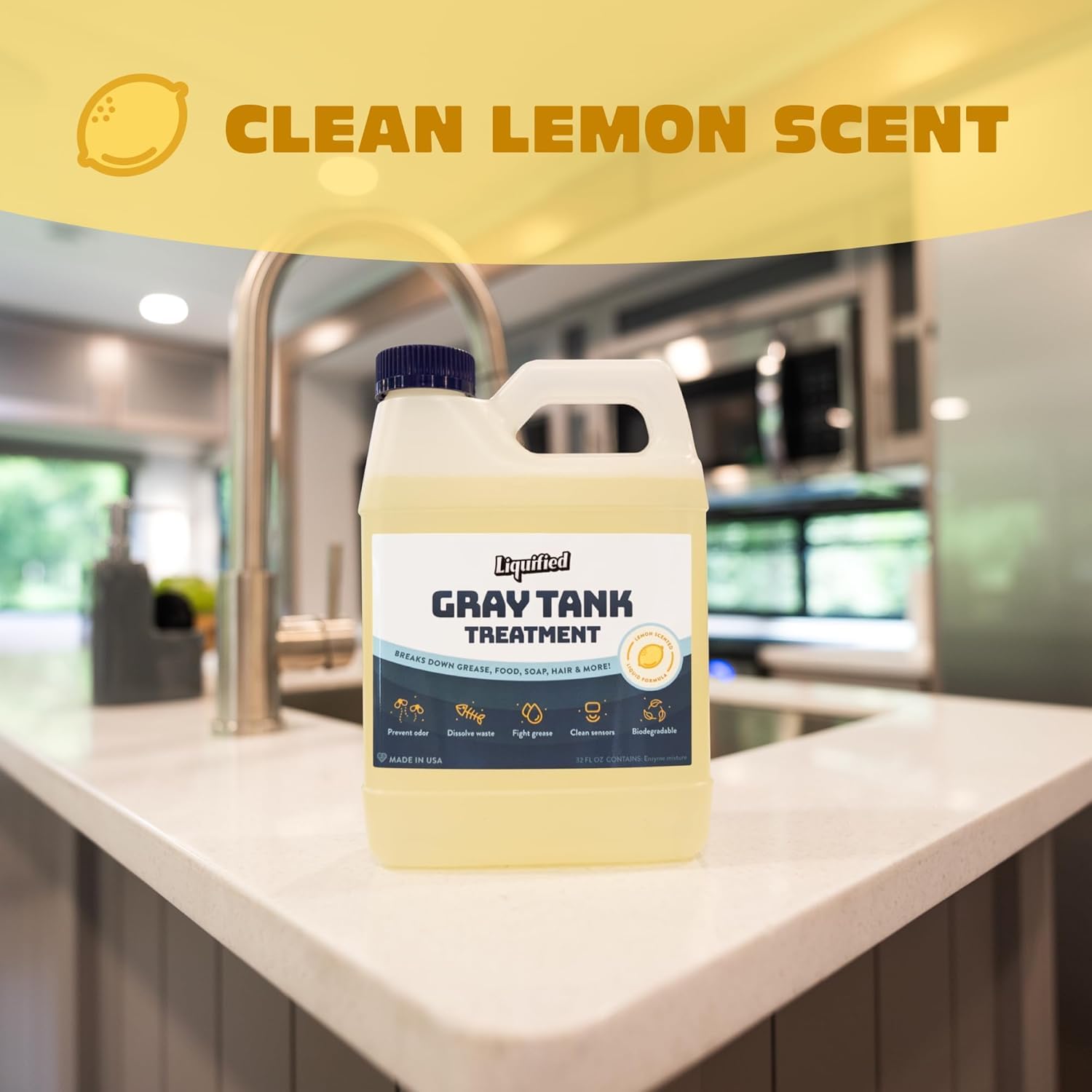 Liquified RV Toilet Treatment - 16 Fl Oz Gray Holding Tank Digester & Odor Eliminator - Lemon Scent - Matts RV Reviews