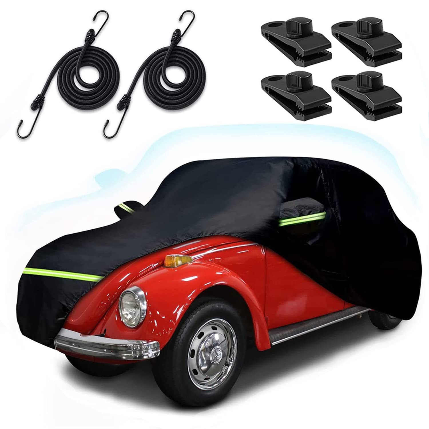 Car Covers For 1960-1980 Beetle Bug Sedan 2-Door, Waterproof All Weather Beetle Full Car Cover 210T Custom-Fit Outdoor Windproof