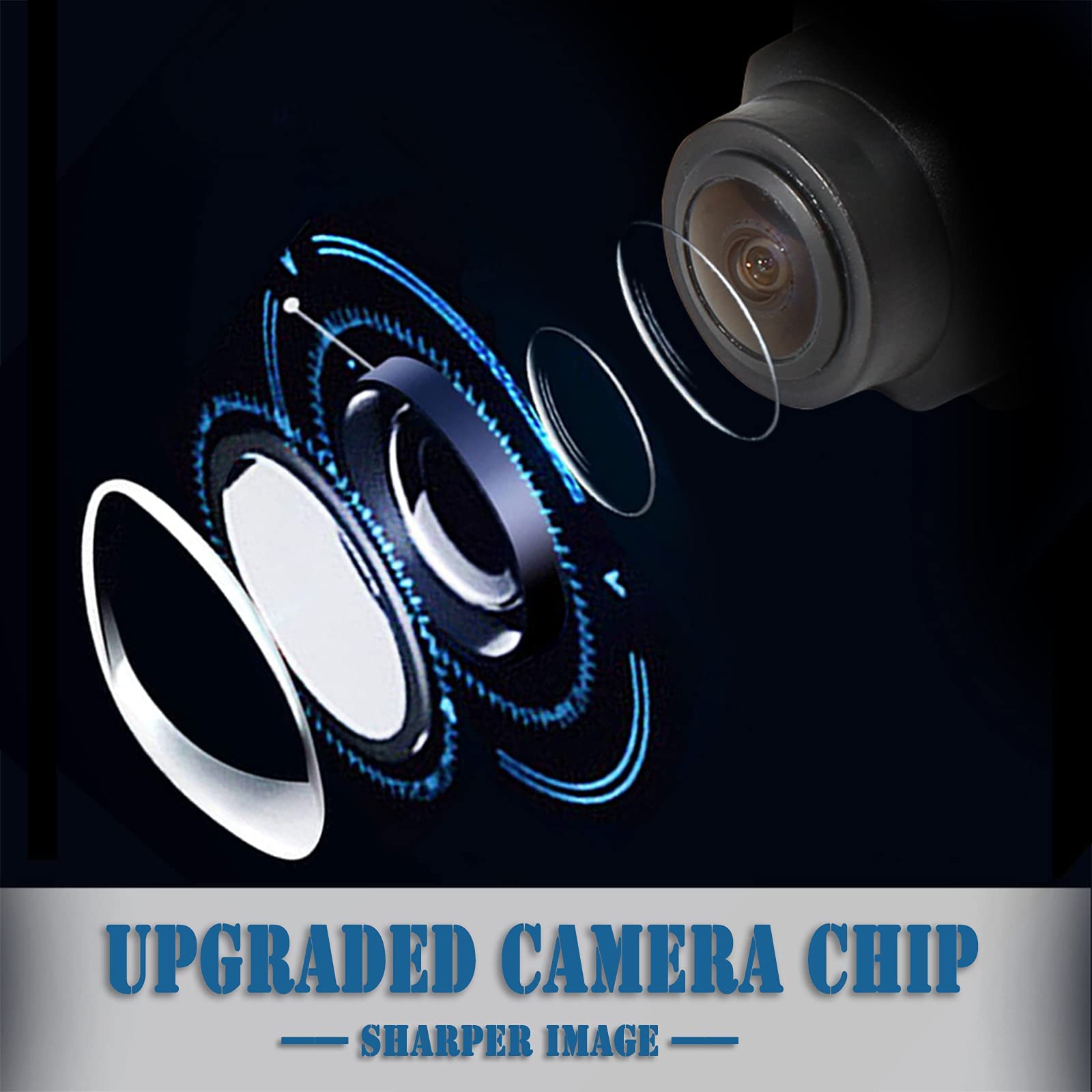 EWAY Front View Camera Kit for Jeep Wrangler JL/JLU/JT 2018-2021, Grille Mount, Metal Housing, Black