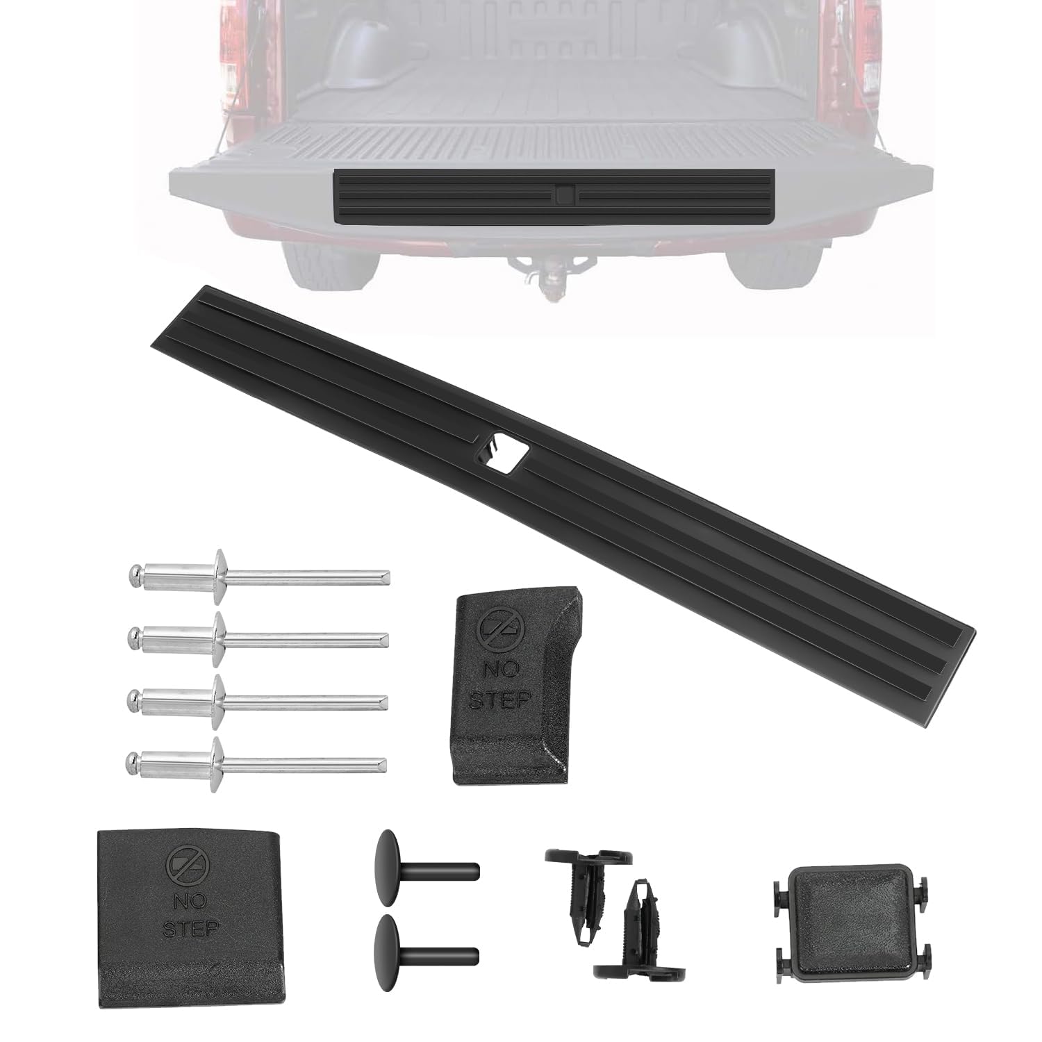 KARPAL Tailgate Molding Trim Compatible with Ford F150 2015-2020, Flexible Flex Step Cap Top Trim Protector Cover w/Release Butt