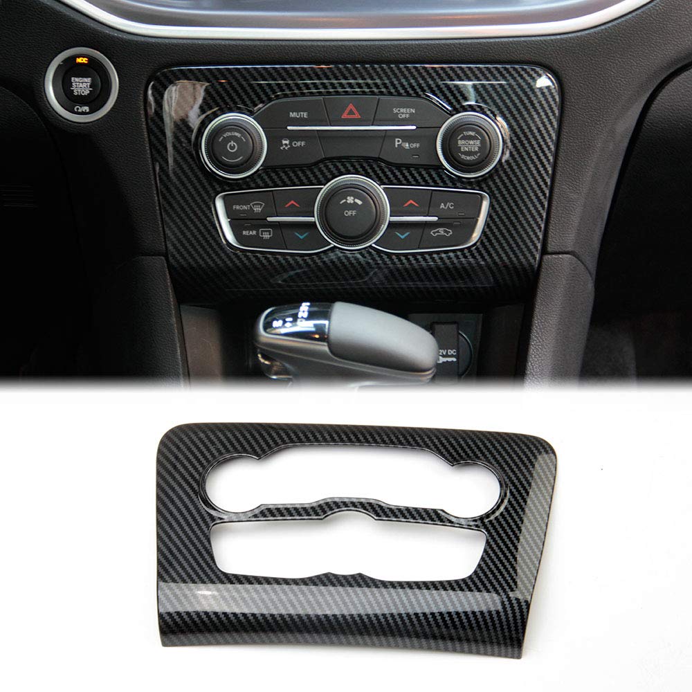 Crosselec Carbon Fiber Central Control Air Conditioning A/C Panel Cover Tirm For Dodge Charger 2015+ (Black)