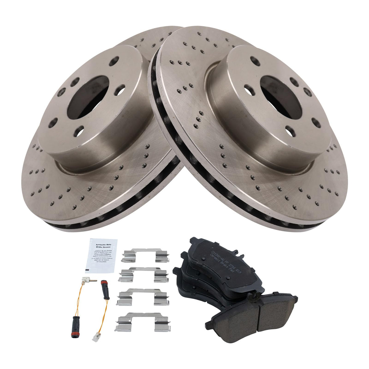 Trq Front Brake Pad & Rotor Kit Brake Pads Brake Rotor Ceramic Compatible With 2015 Mercedes-Benz C250 2008-2012 C300