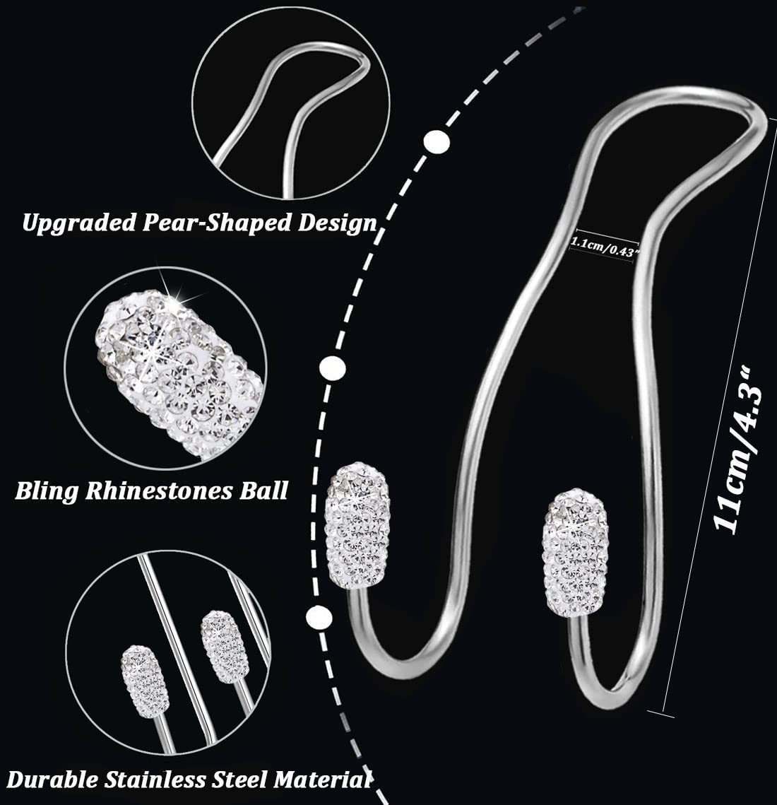 Mtgocha Car Bag Hooks, Cute Rhinestone Car Seat Hooks Hanger, Universal Car Headrest Hook For Purse Bag Metal Car Purse Holder H