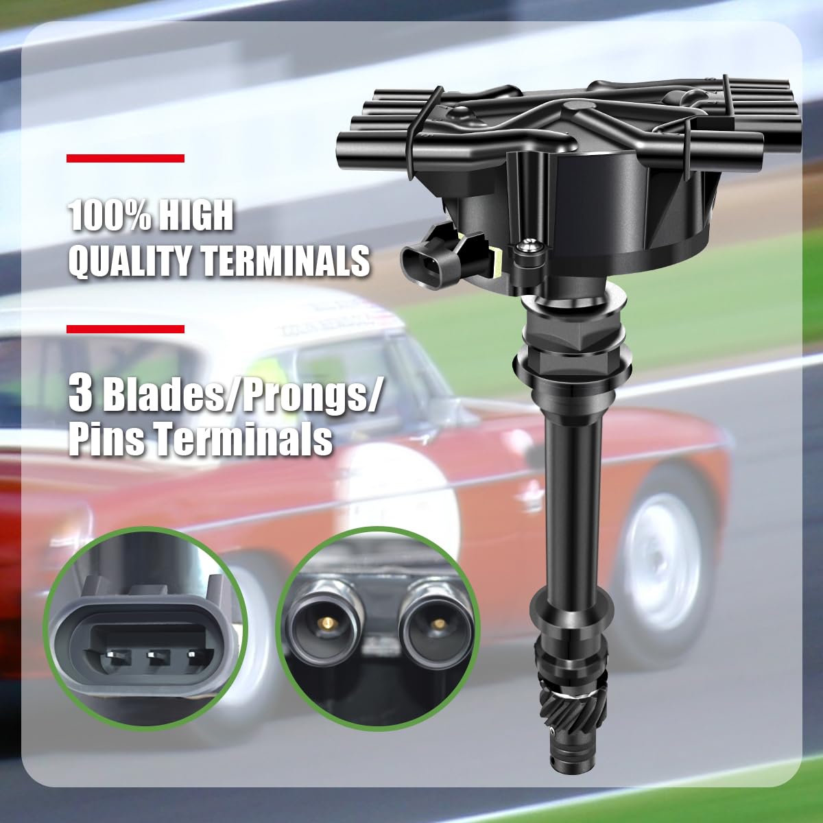 MAS Ignition Distributor & 8pcs ACDelco Platinum Spark Plugs & Wires Set Compatible with GMC Yukon Cadillac Escalade Chevrolet C