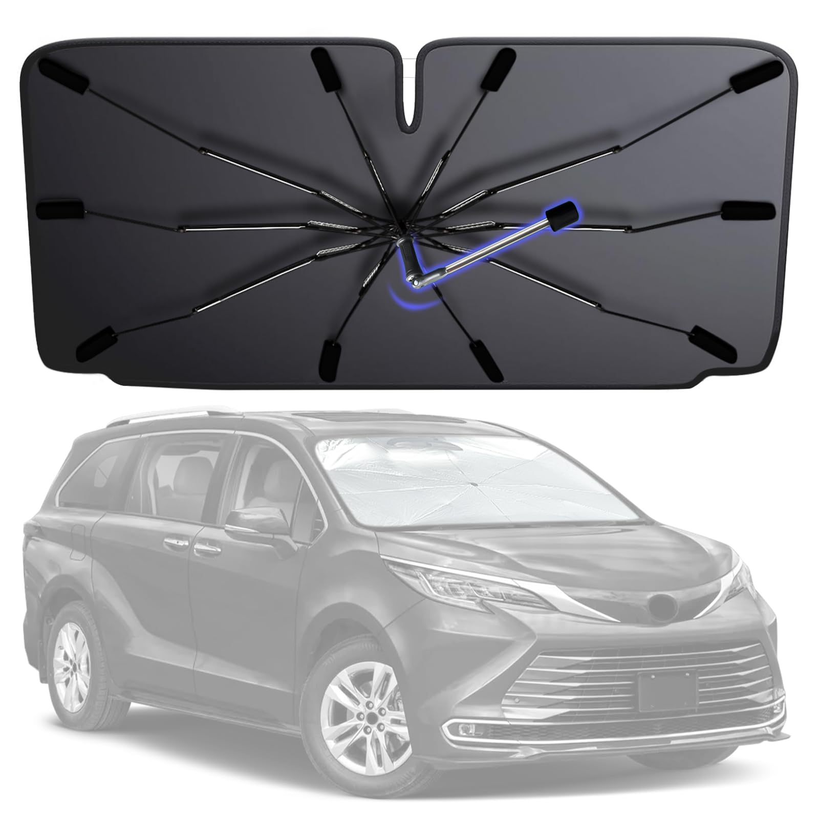 [2025 Upgrade] Windshield Sun Shade Umbrella, Scratch-Free Car Sunshade For Suvs, Foldable Automotive Interior Sun Protection |