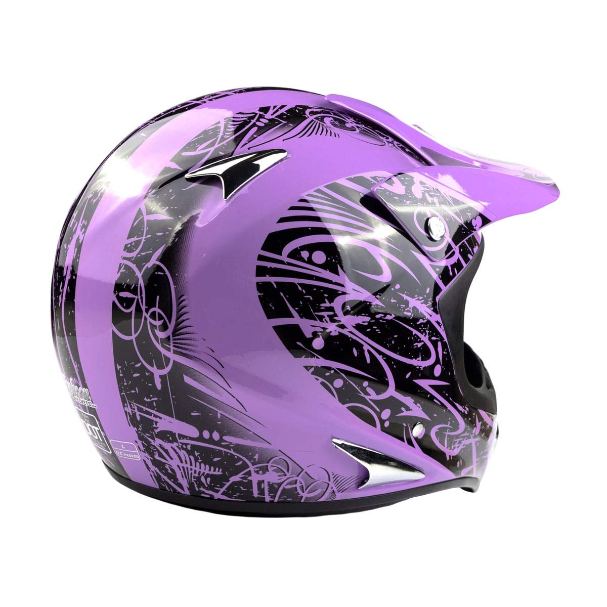 Typhoon Adult Atv Helmet Goggles Gloves Gear Combo Black Purple ( Xxl )