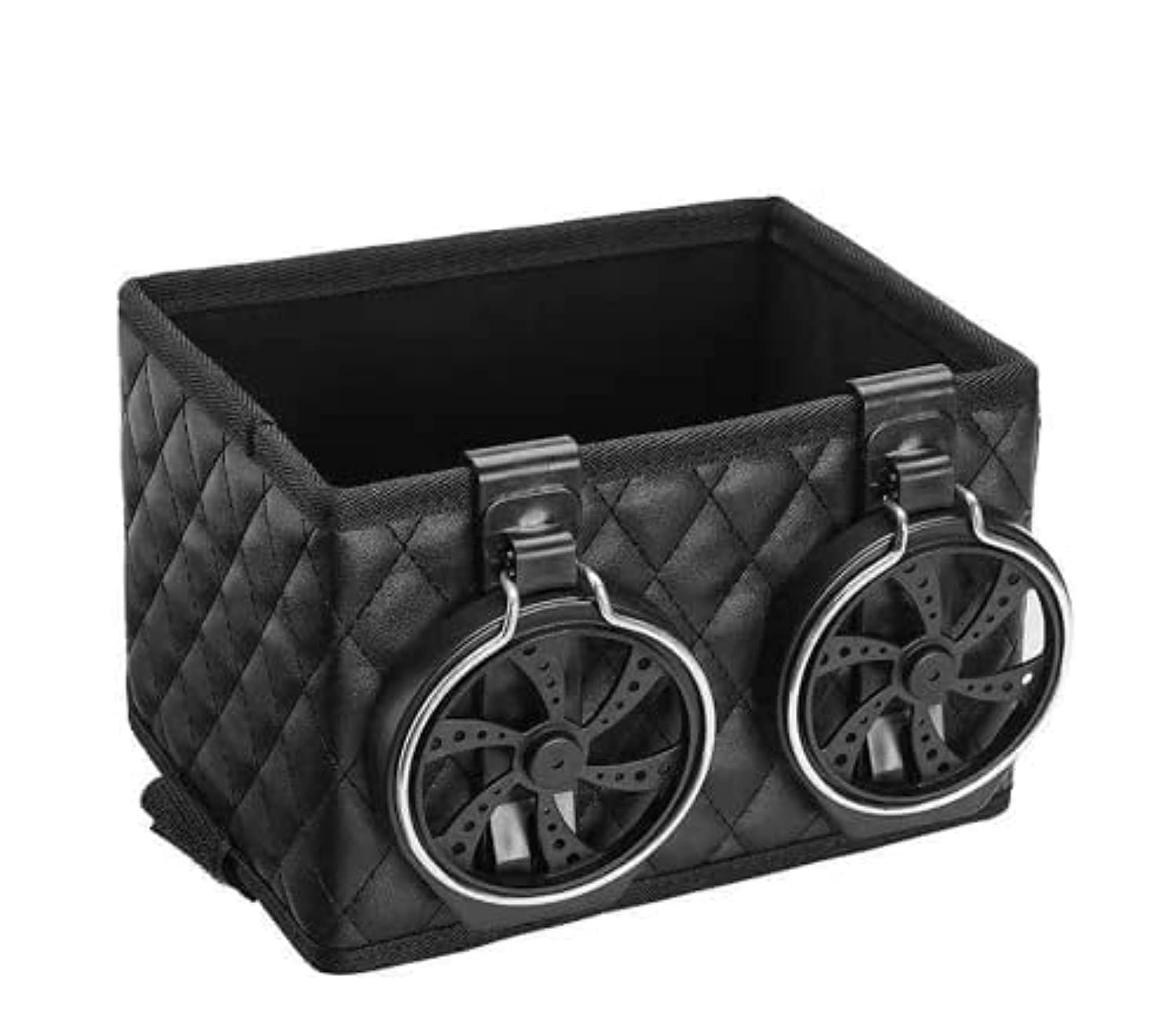 Automaze Car Armrest Foldable Storage Box Multifunction Organiser With 2 Drink Bottle Holders (Black)