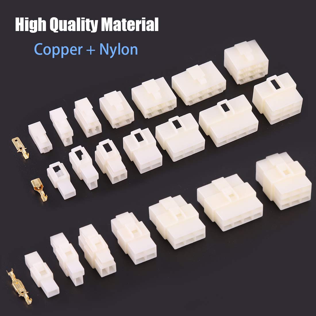 Glarks 300Pcs 6.3mm 4 Pin Way Electrical Automotive Wire Connector Male Female Socket Plug and Terminals Kit for Motorcycle, Bike, Car, Boats (30Set 6.3mm 4P)