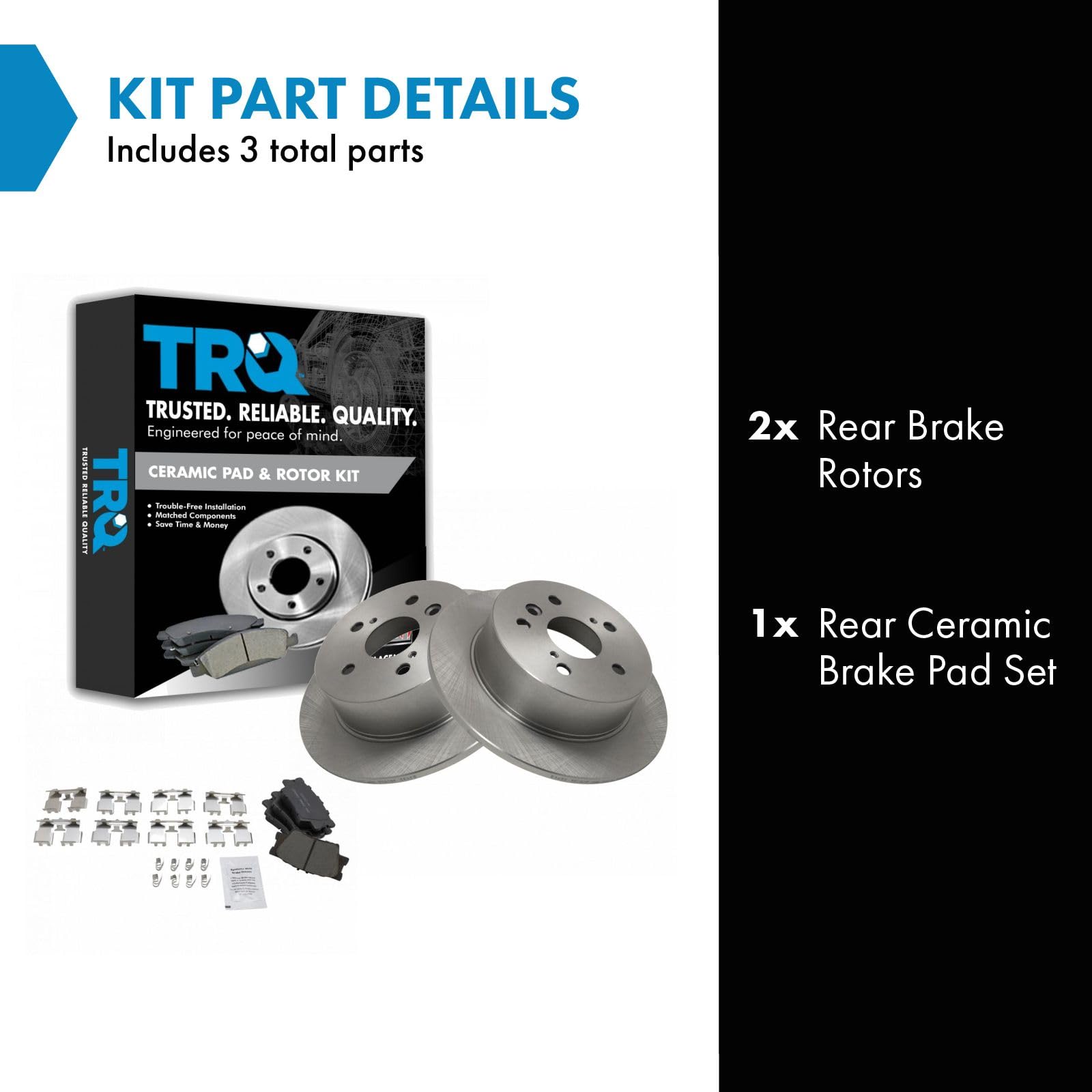 Trq Rear Brake Pad & Rotor Kit Brake Pads Brake Rotor Ceramic Compatible With 2007-2012 Lexus Es350 2008-2012 Toyota Avalon 2007