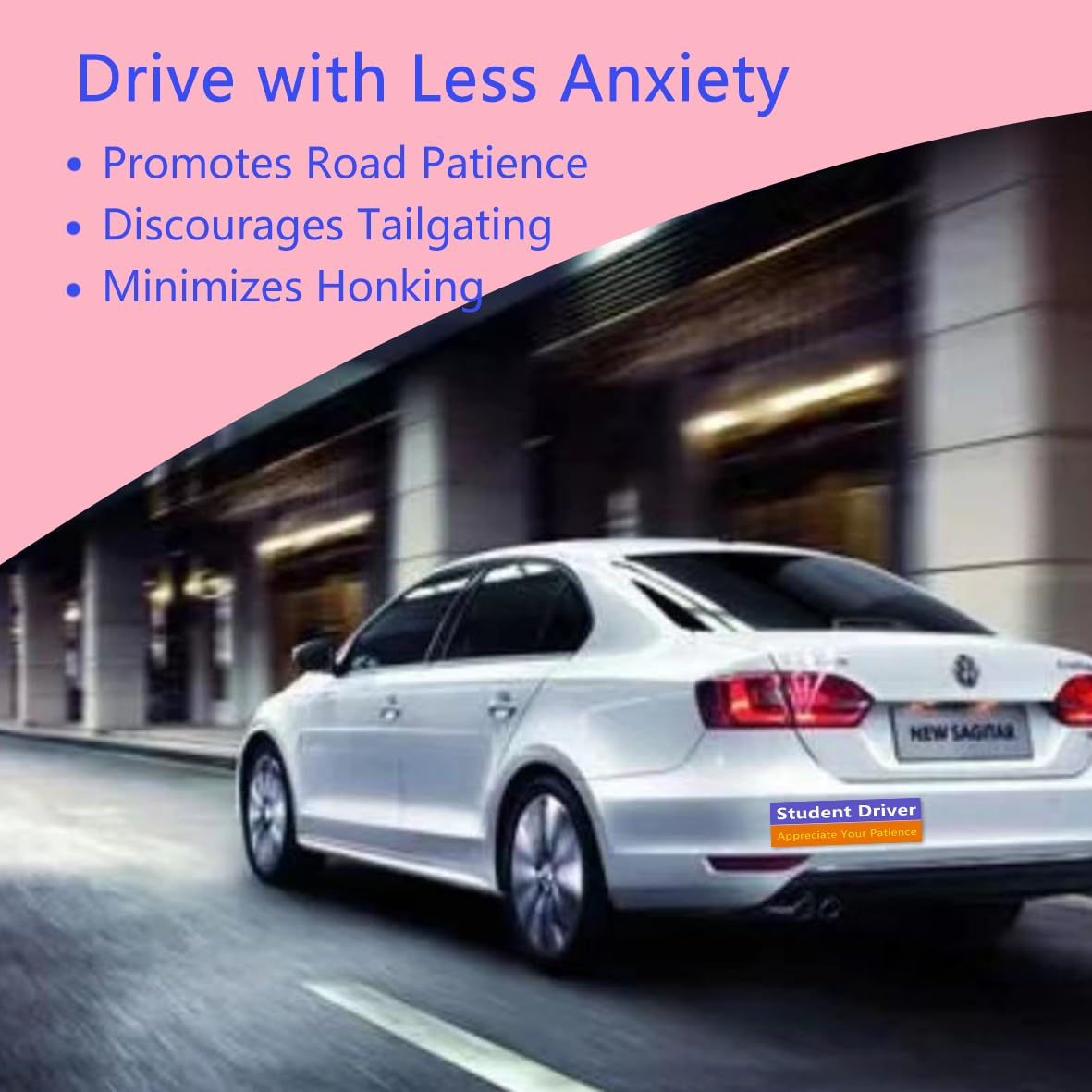 LogFaadCoi 4-Pack 'New Driver' Reflective Magnetic Signs - Removable Safety Warning Bumper Stickers for Cars, Large Size, Durabl